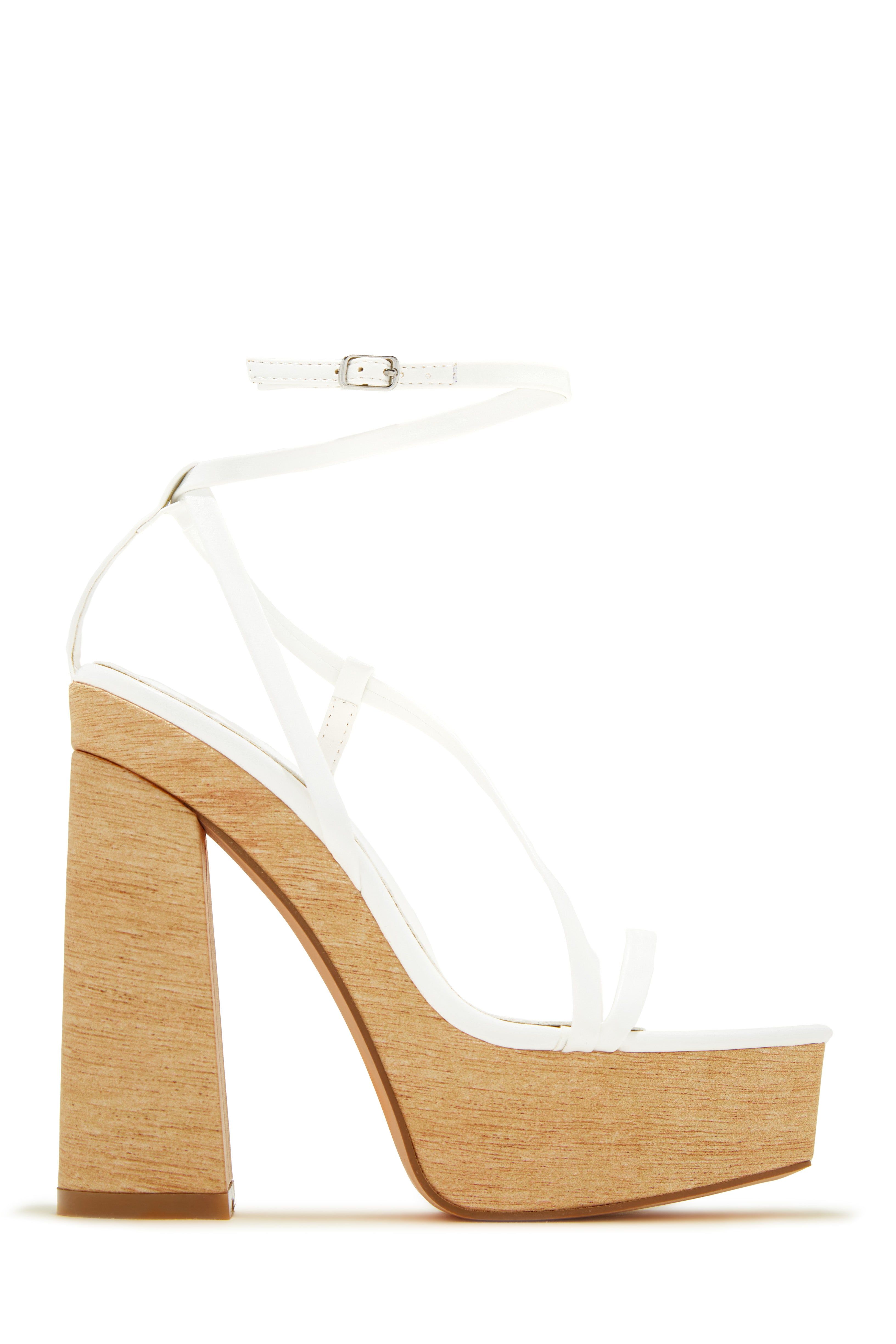 Summer Paradise Platform Block High Heels - White sold by Miss Lola product image thumbnail 3
