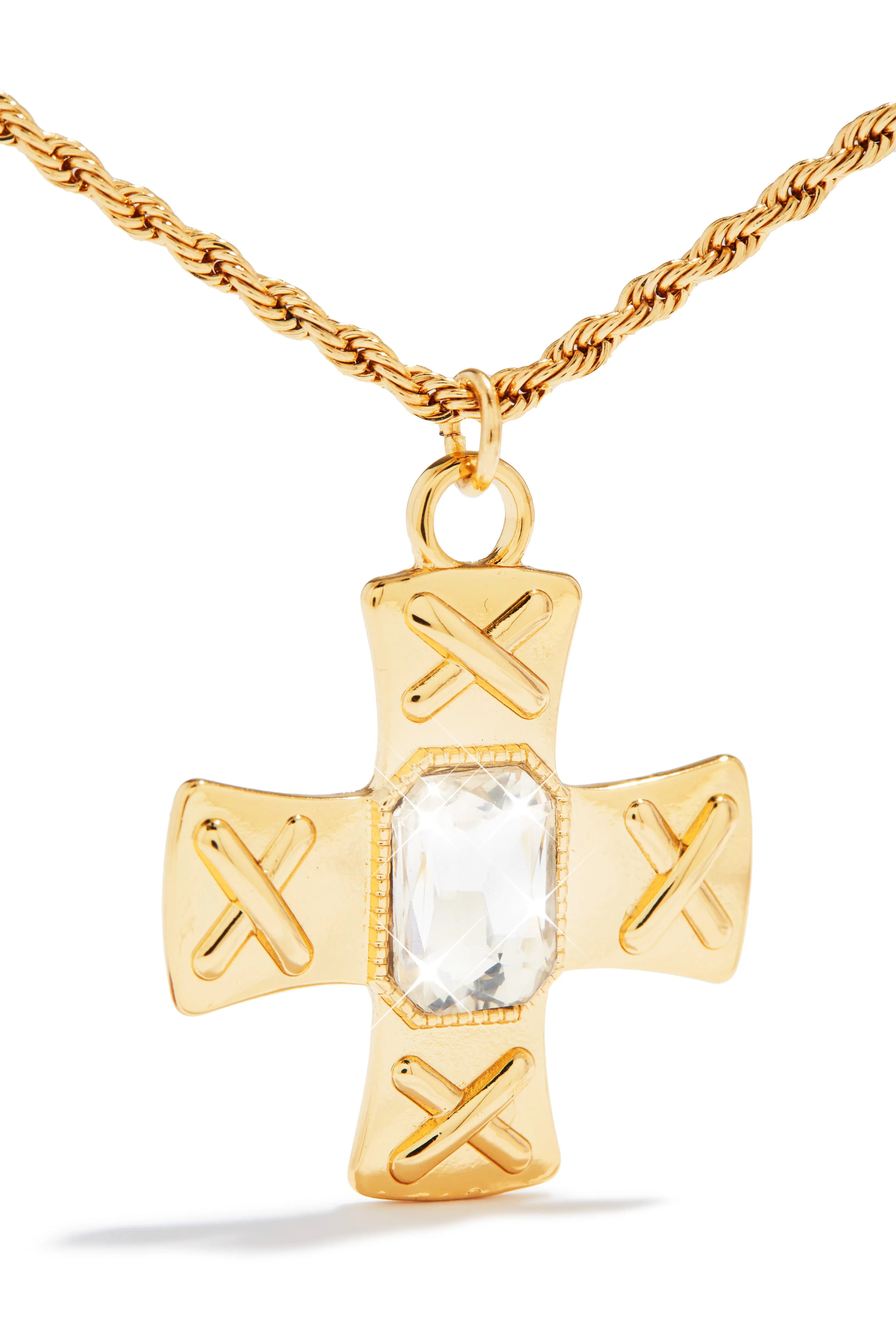 Norma Embellished Cross Necklace - Gold sold by Miss Lola product image thumbnail 5