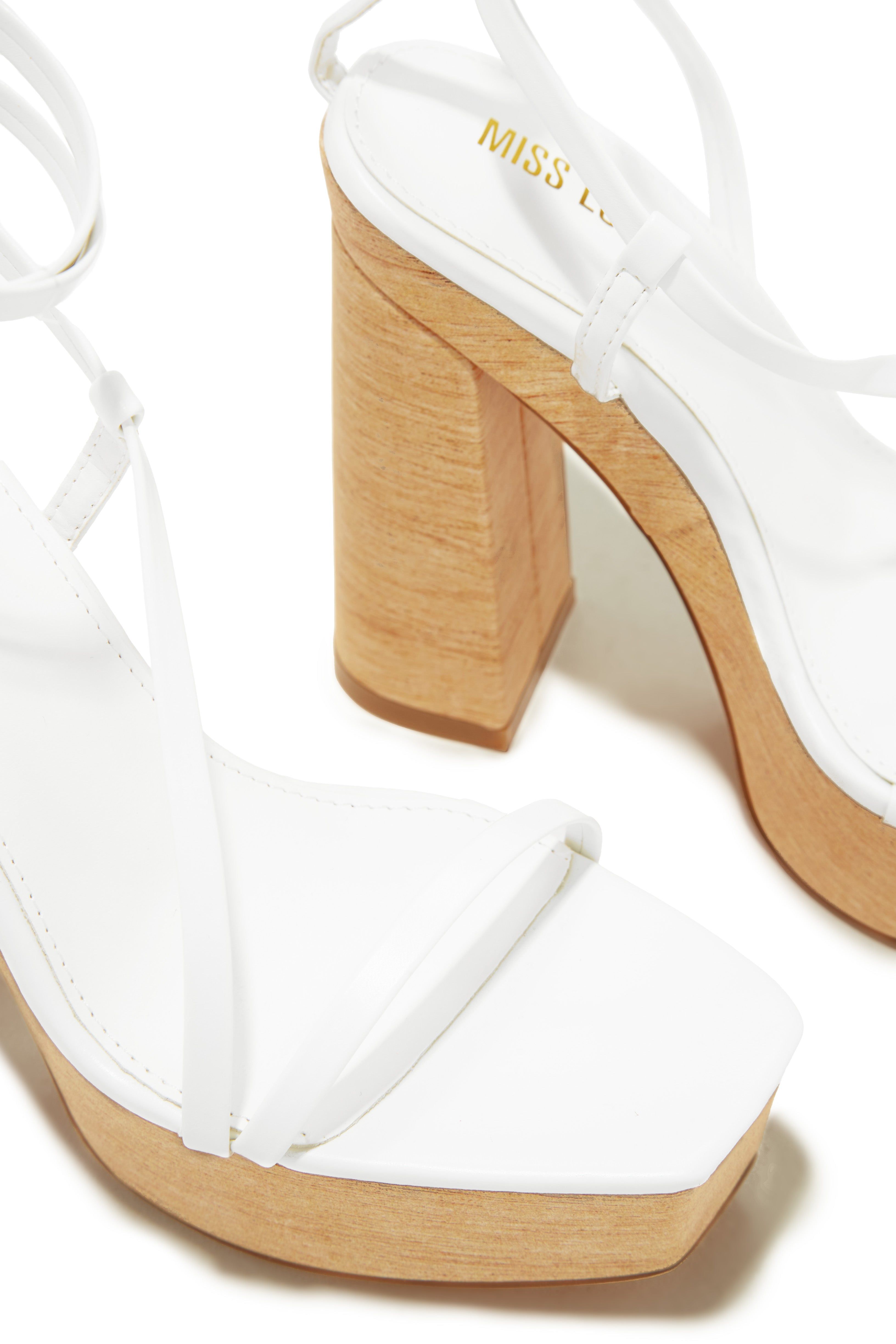 Summer Paradise Platform Block High Heels - White sold by Miss Lola product image thumbnail 2