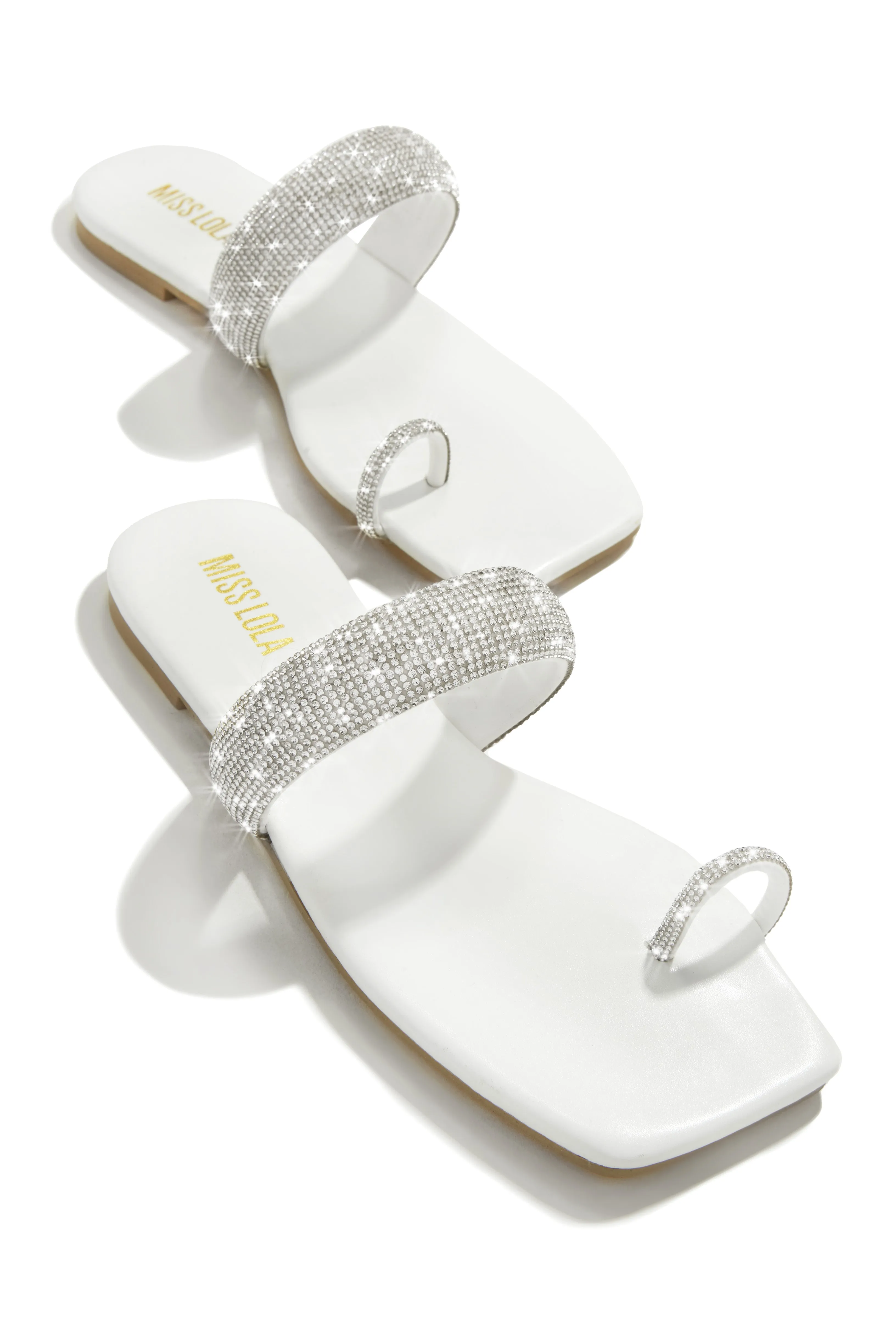 Cabana Beach Embellished Slip On Sandals - White sold by Miss Lola product image thumbnail 3