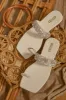Cabana Beach Embellished Slip On Sandals - White sold by Miss Lola