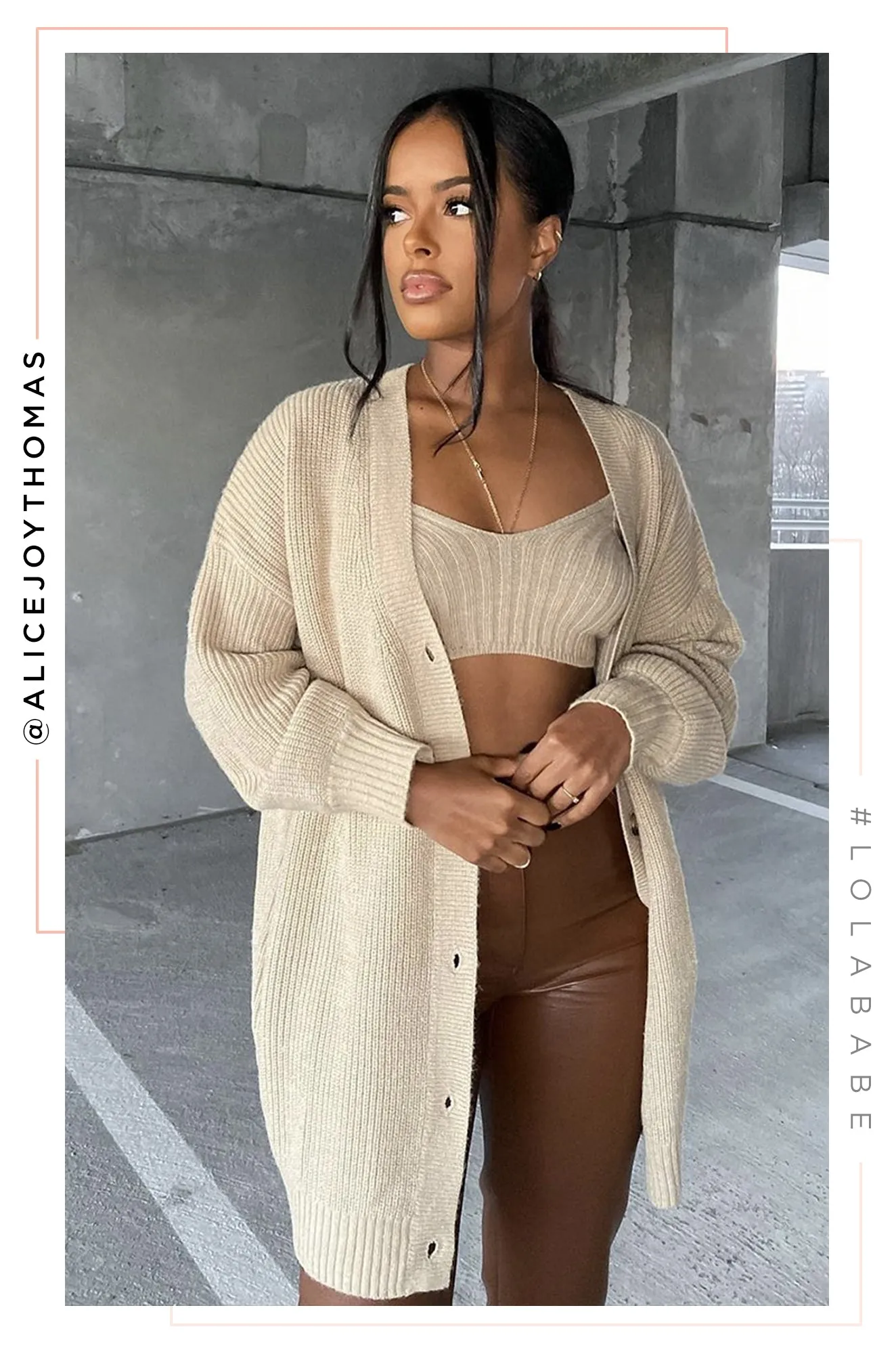 Chic Dates Two Piece Cardigan Set - Nude sold by Miss Lola product image thumbnail 3