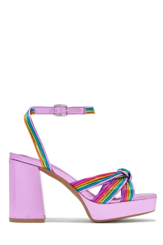 Juliette Platform Block High Heels - Pink sold by Miss Lola