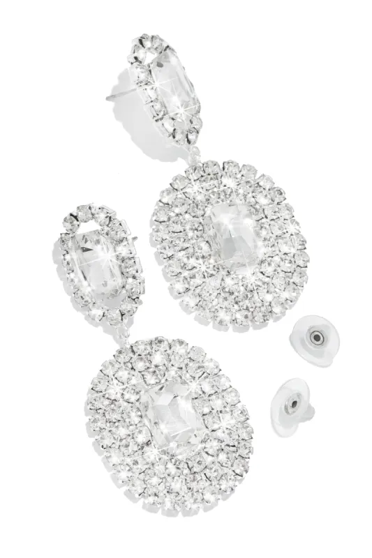 Elesia Embellished Dangle Earring - Silver sold by Miss Lola