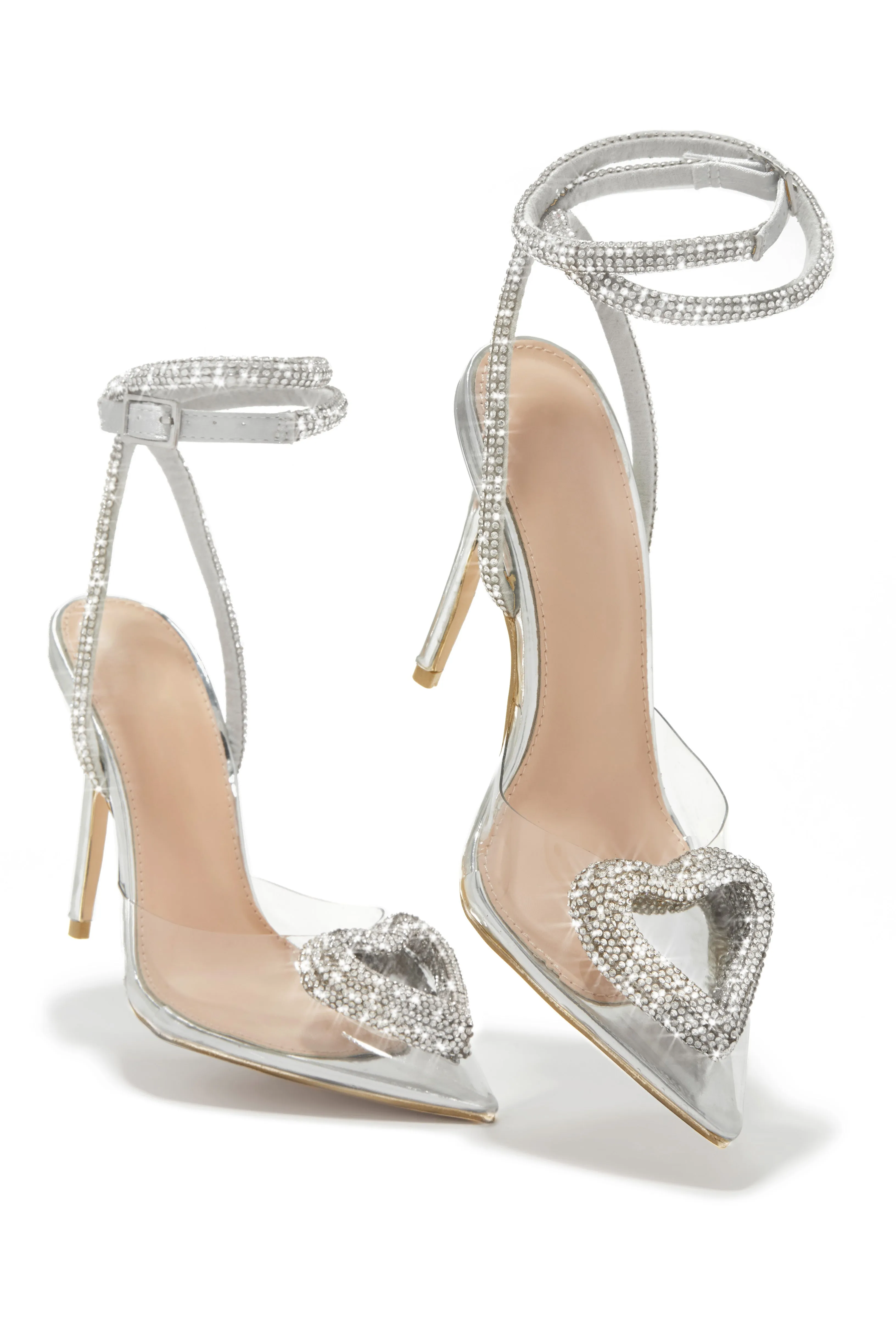 Love Song Heart Embellished Heels - Silver sold by Miss Lola product image thumbnail 2