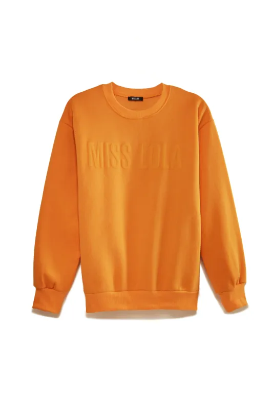 Miss Lola Exclusive Crewneck Sweater - Orange sold by Miss Lola