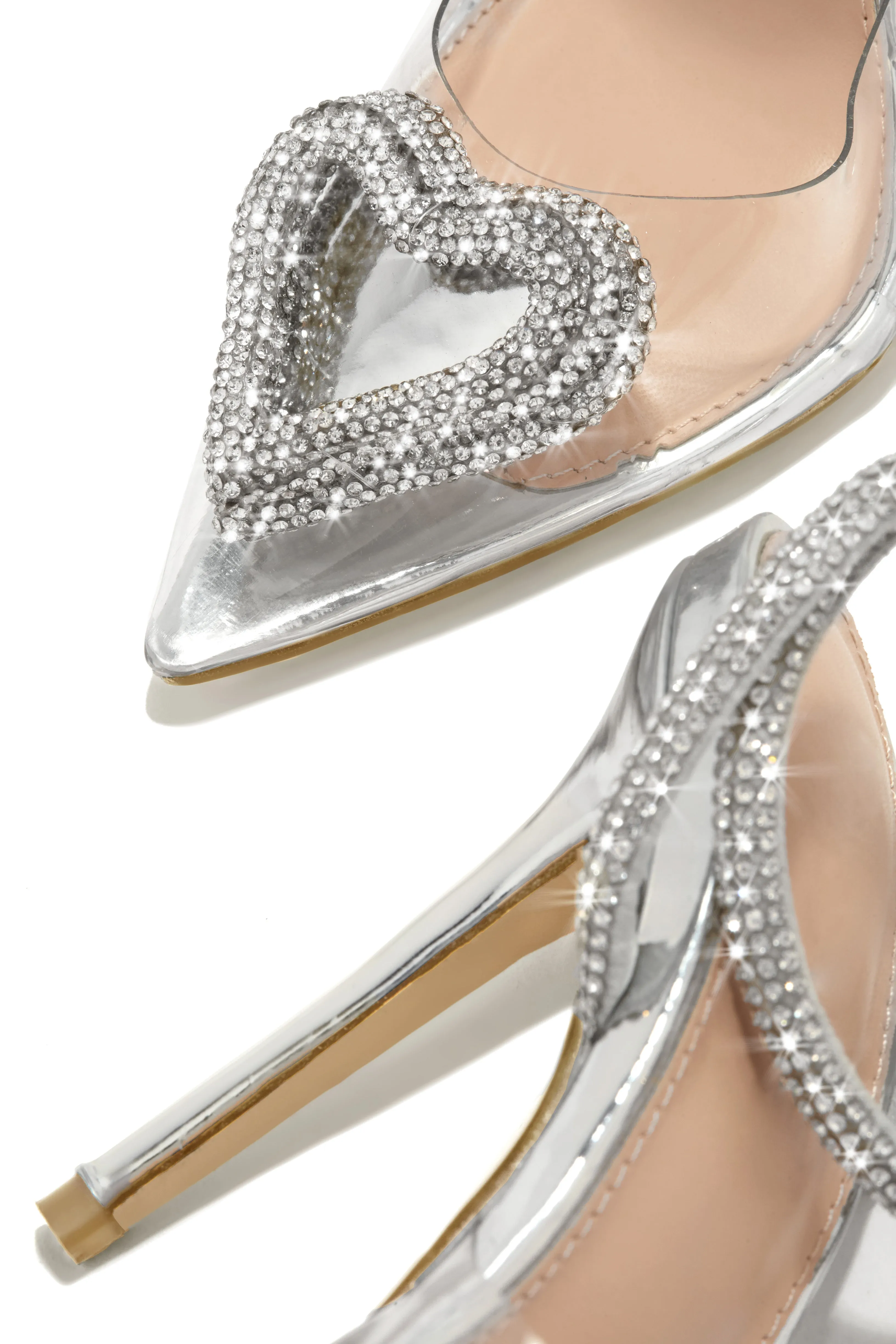 Love Song Heart Embellished Heels - Silver sold by Miss Lola product image thumbnail 4