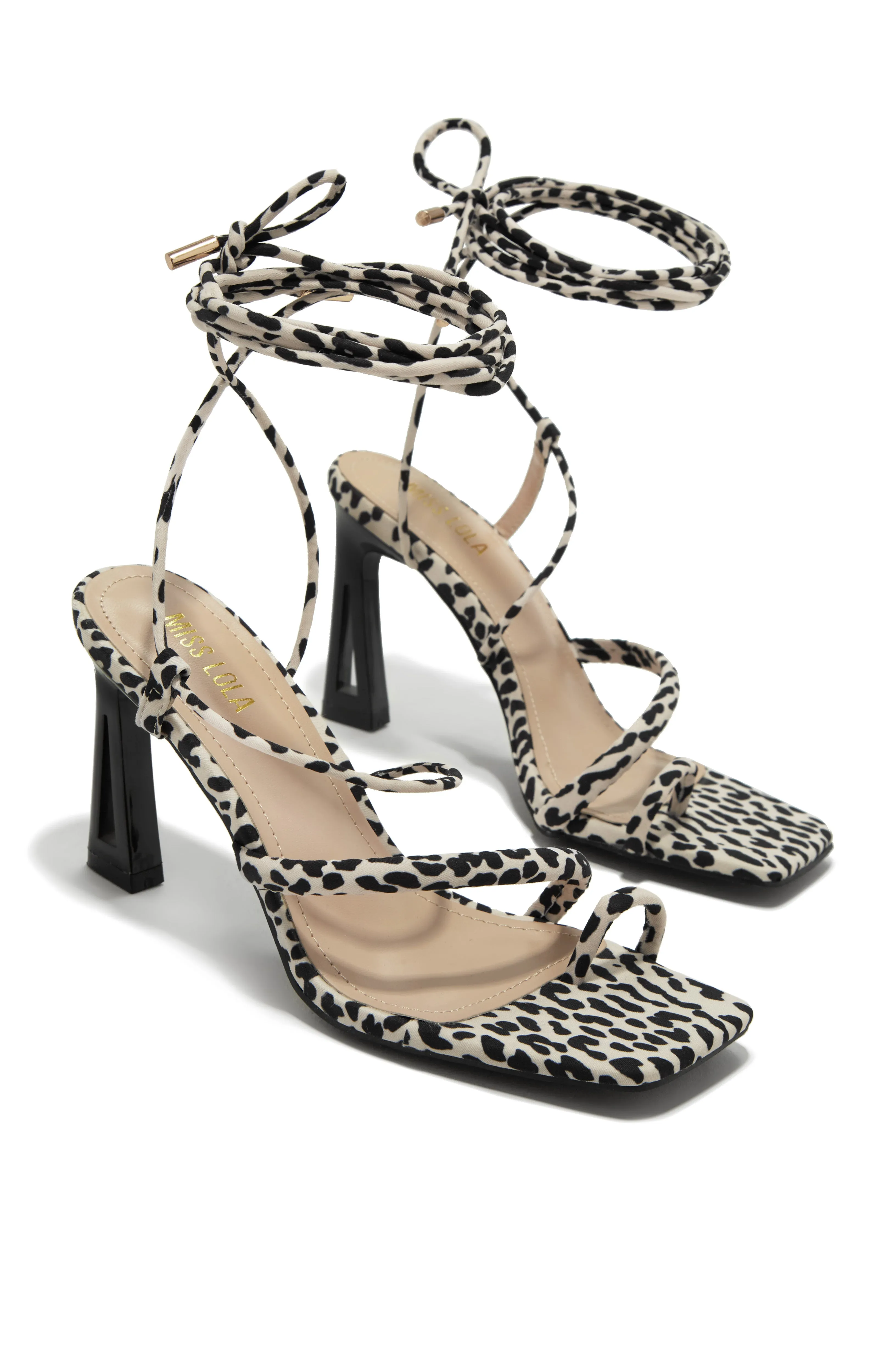 Dreamy Romance Single Sole Lace Up Heels - Print sold by Miss Lola product image thumbnail 2