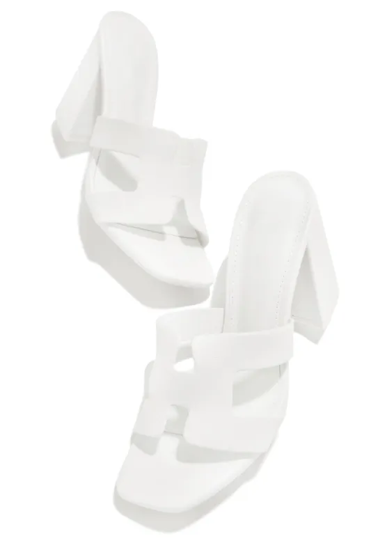 Bianka Block Mid Heels - White sold by Miss Lola