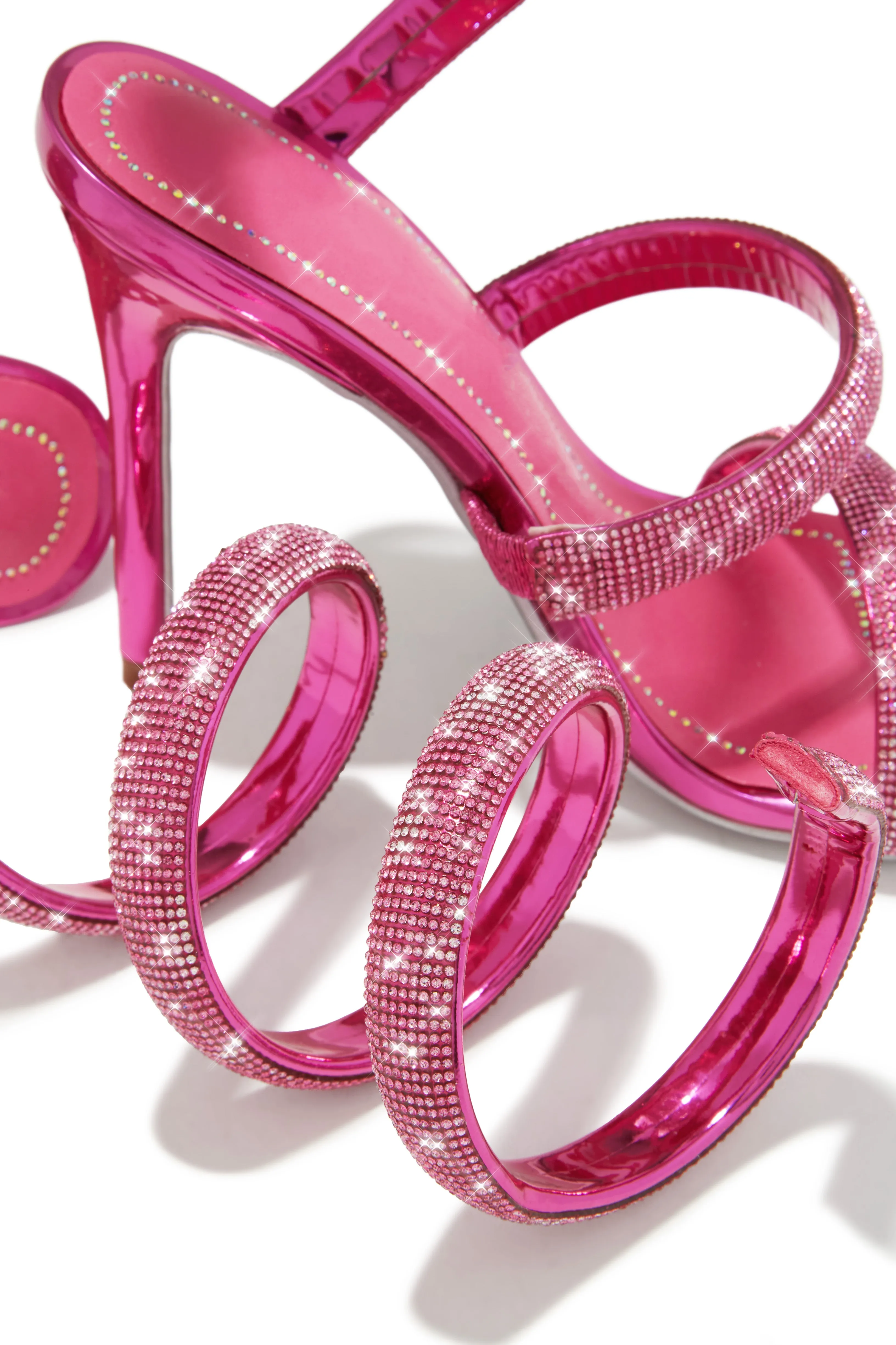 Gianna Embellished Around The Ankle Coil Heels - Pink sold by Miss Lola product image thumbnail 3