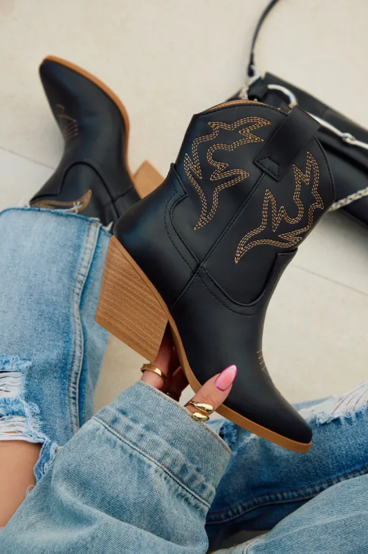 Festival Playlist Cowgirl Boots - Black sold by Miss Lola