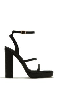 Midnight Muse Platform Block High Heels - Clear sold by Miss Lola