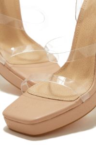 Midnight Muse Platform Block High Heels - Clear sold by Miss Lola