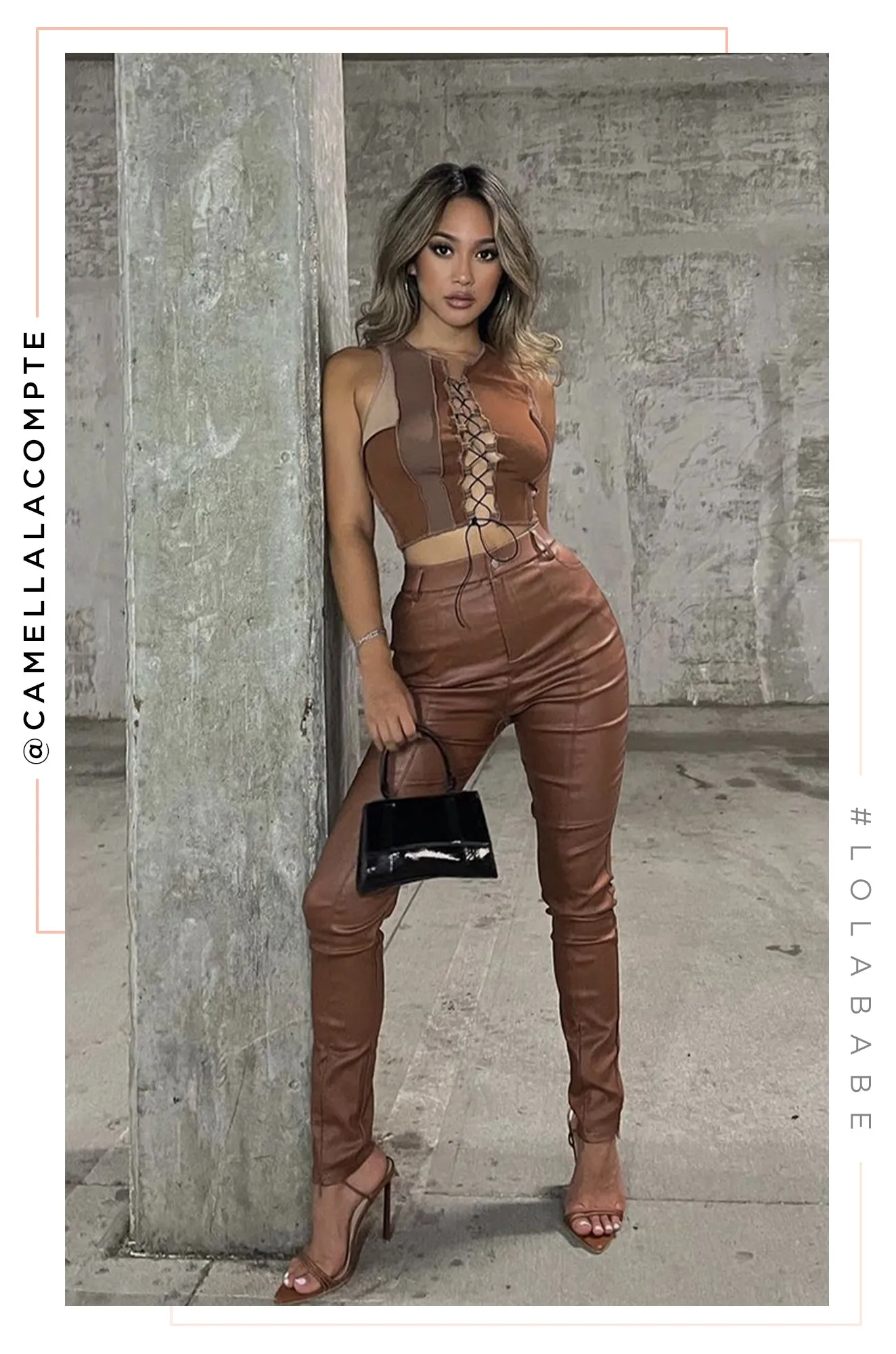 Got Game High Waist PU Skinny Pant - Rust sold by Miss Lola