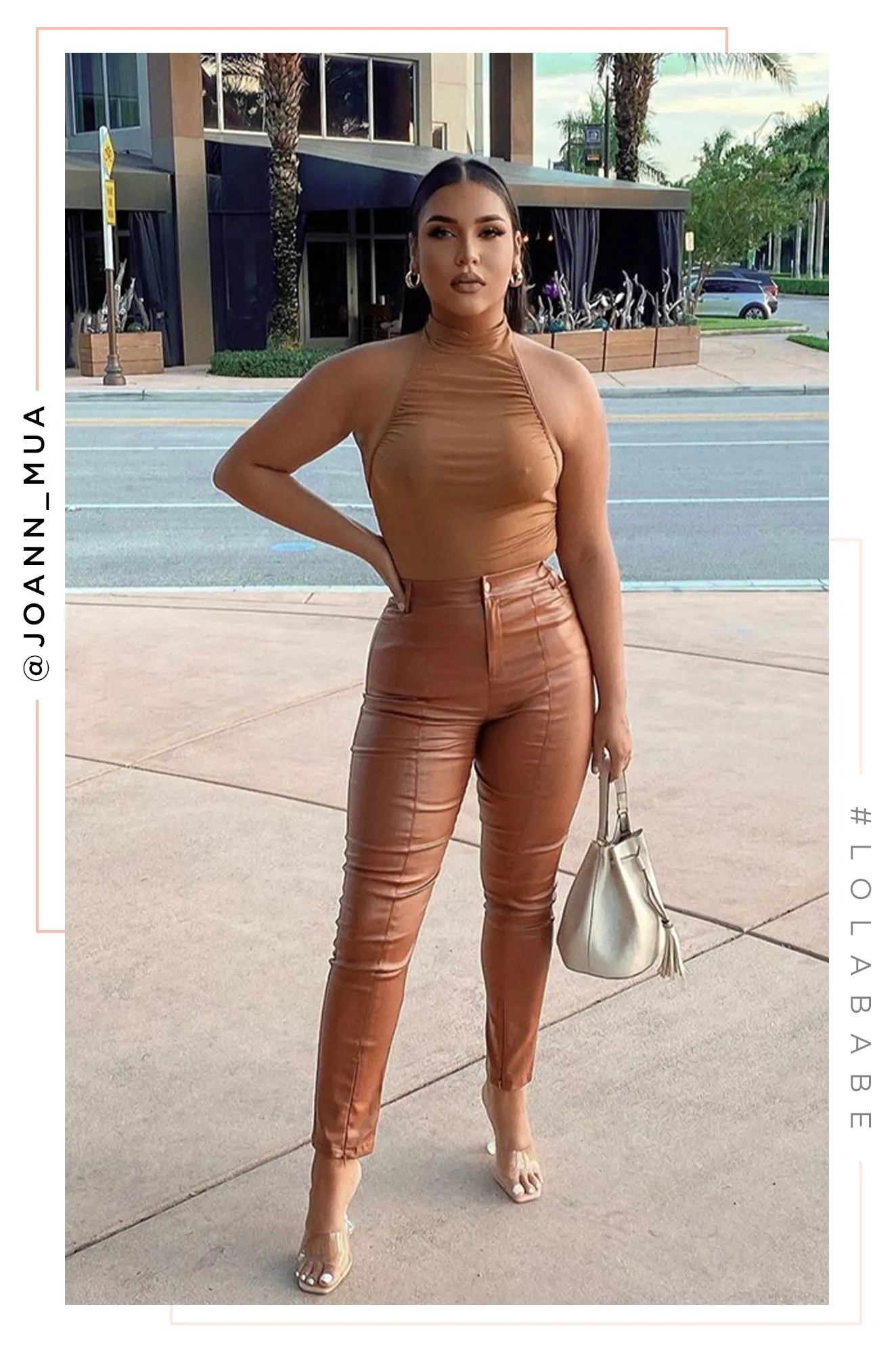 Got Game High Waist PU Skinny Pant - Rust sold by Miss Lola product image thumbnail 2