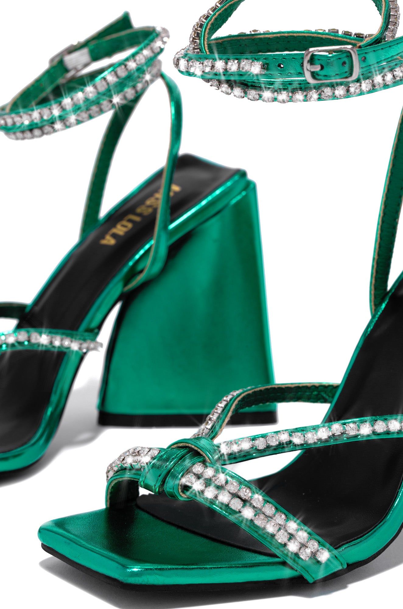 Valerya Embellished Triangle Block Heels - Green sold by Miss Lola product image thumbnail 5