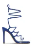 Birthday Wishes Embellished Lace Up Heels - Blue sold by Miss Lola