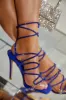 Birthday Wishes Embellished Lace Up Heels - Blue sold by Miss Lola