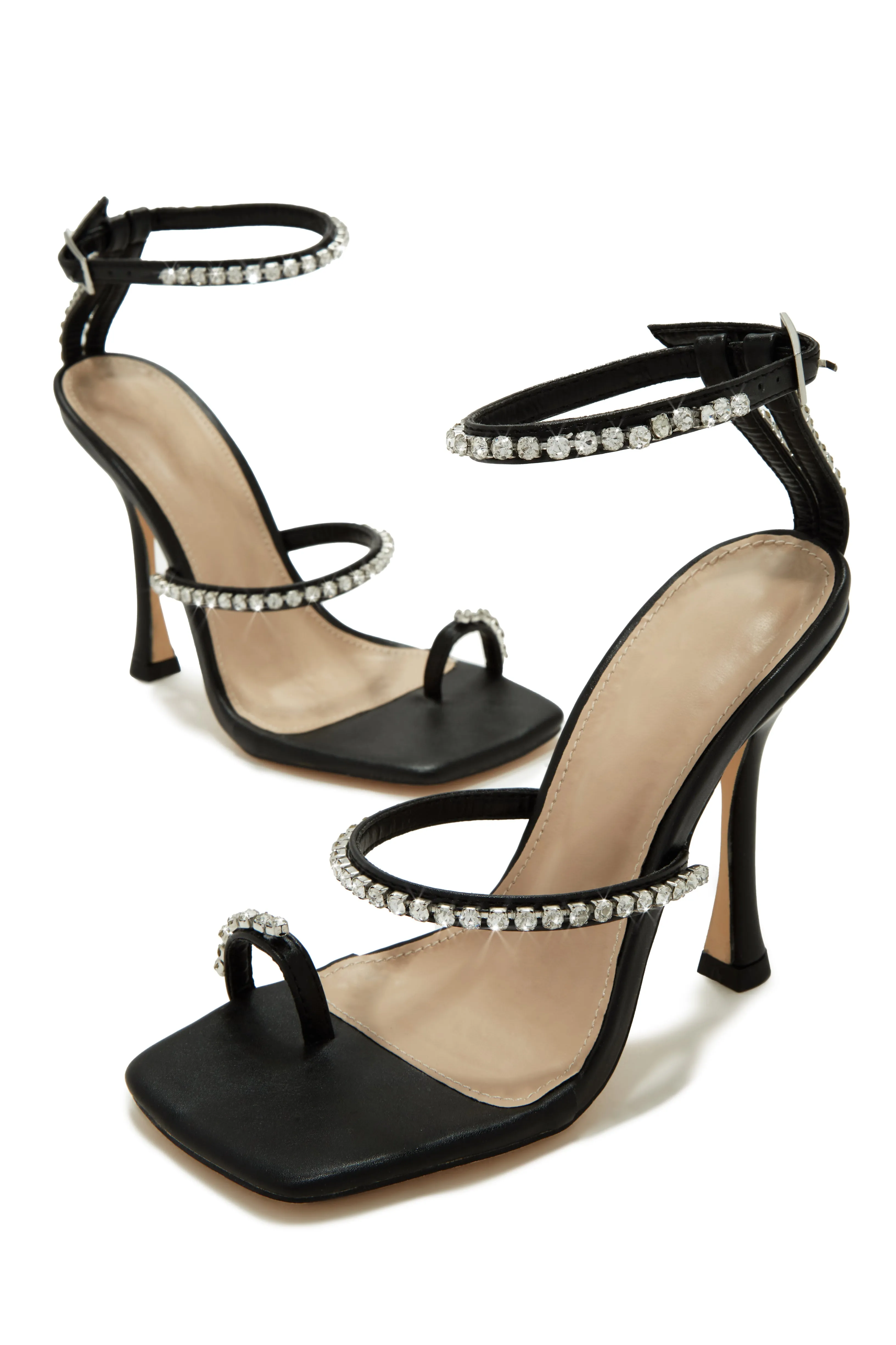 Sunsets & Wine Embellished High Heels - Black sold by Miss Lola