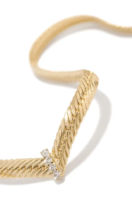 Ava Herringbone Necklace - Gold made by Miss Lola