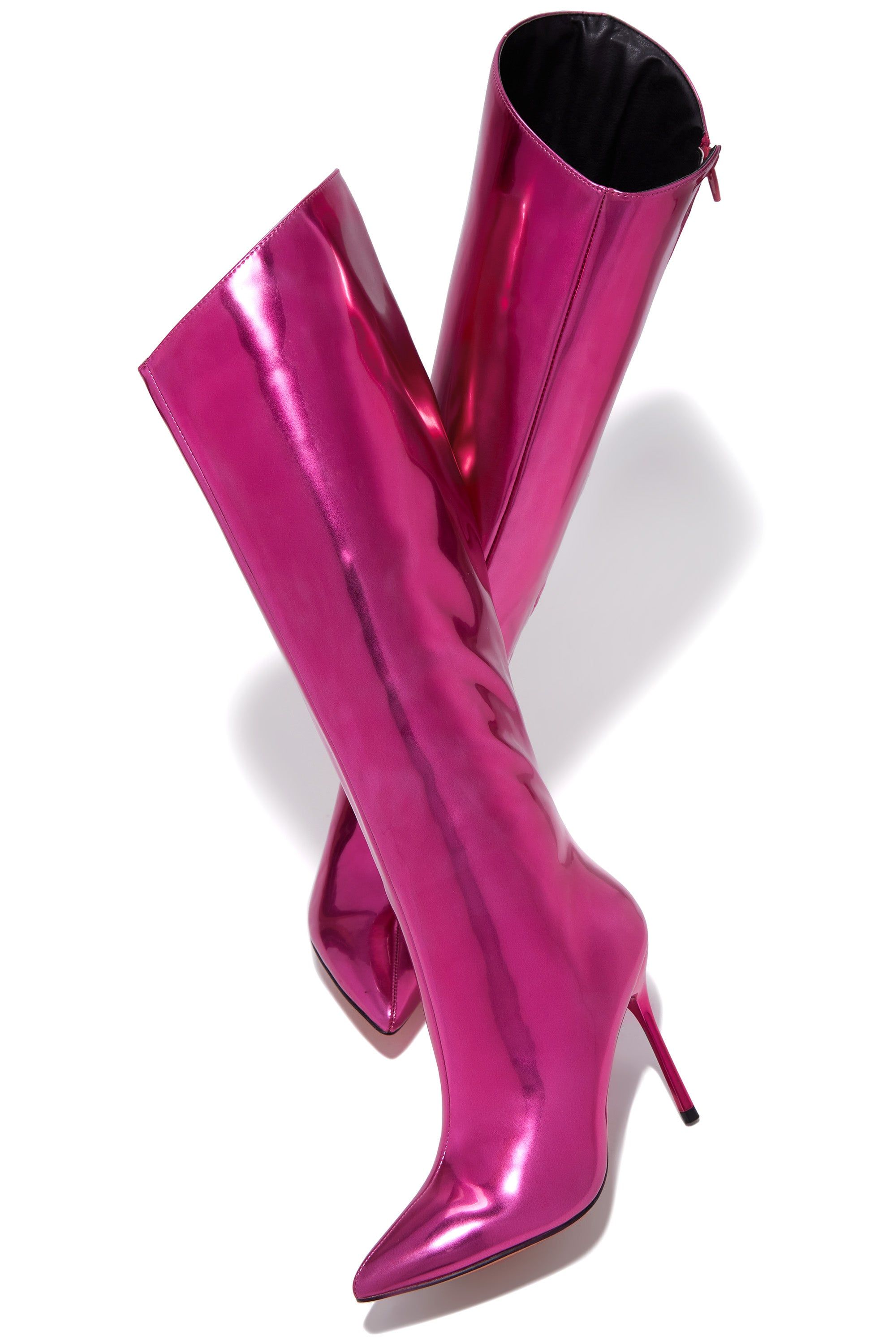 Center Of Attention Asymmetric High Heel Boots - Pink sold by Miss Lola product image thumbnail 5