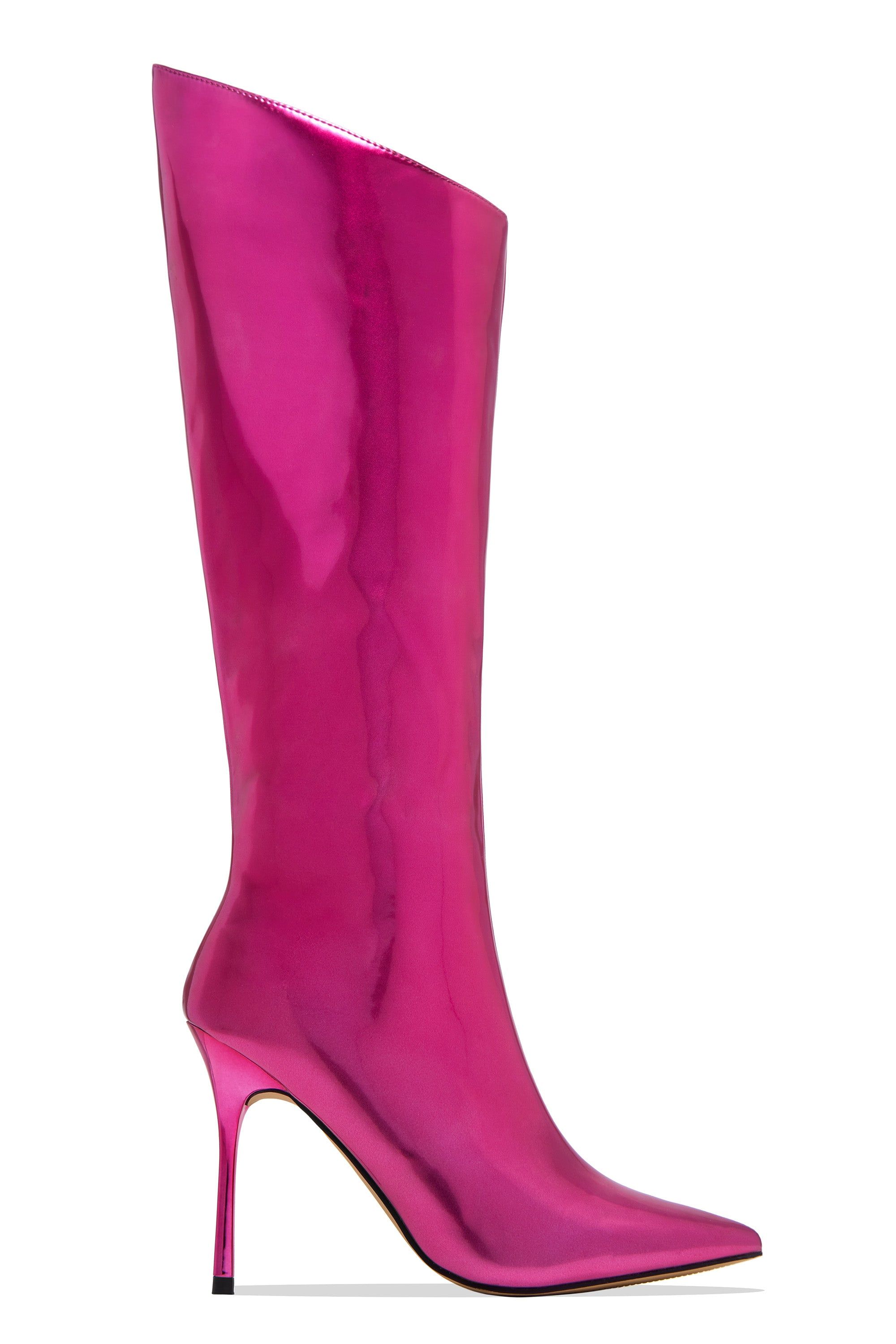 Center Of Attention Asymmetric High Heel Boots - Pink sold by Miss Lola product image thumbnail 4