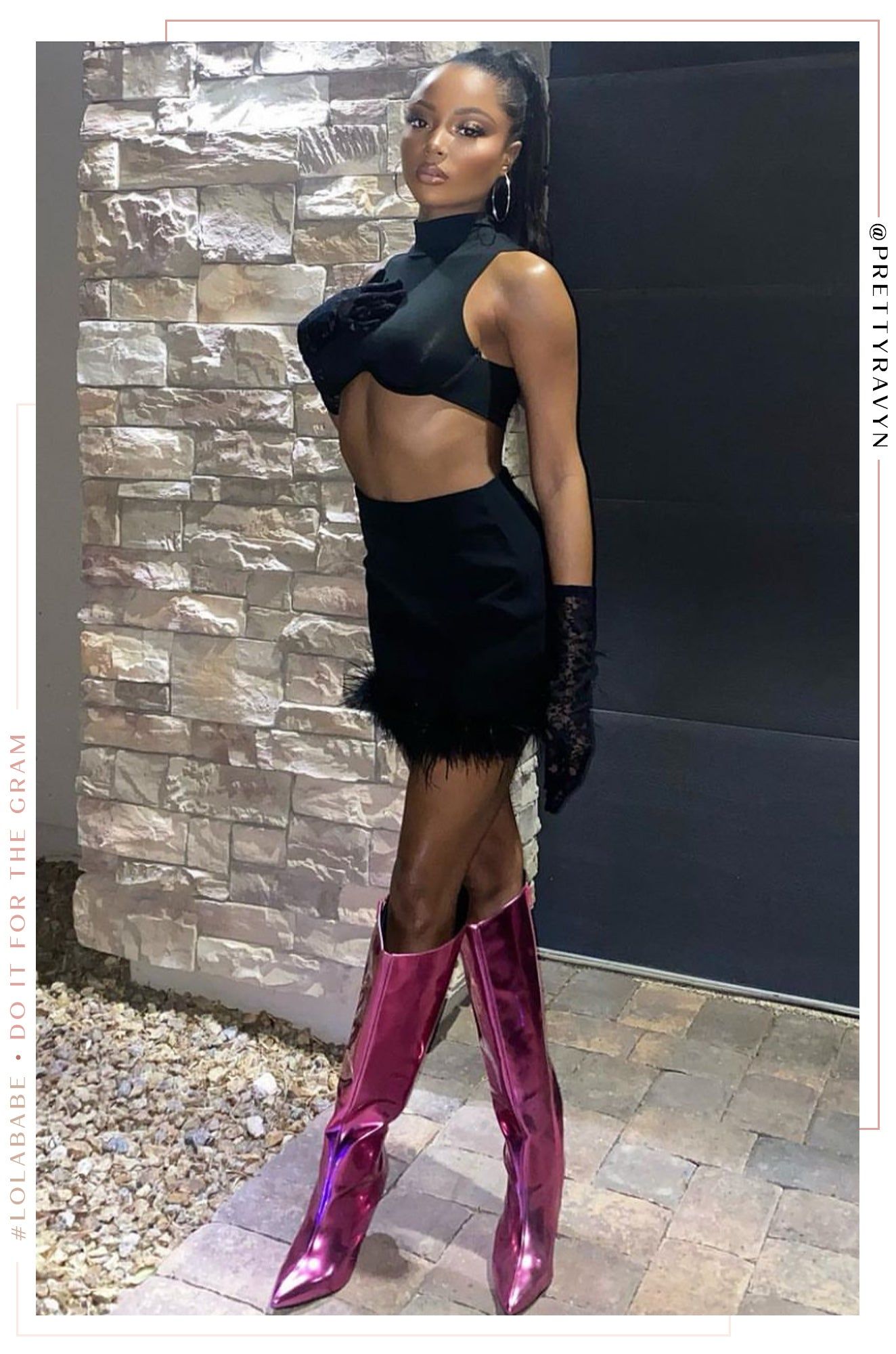 Center Of Attention Asymmetric High Heel Boots - Pink sold by Miss Lola product image thumbnail 3