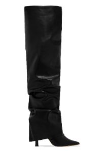 Kimana Ruched Shaft Heel Boots - Black sold by Miss Lola