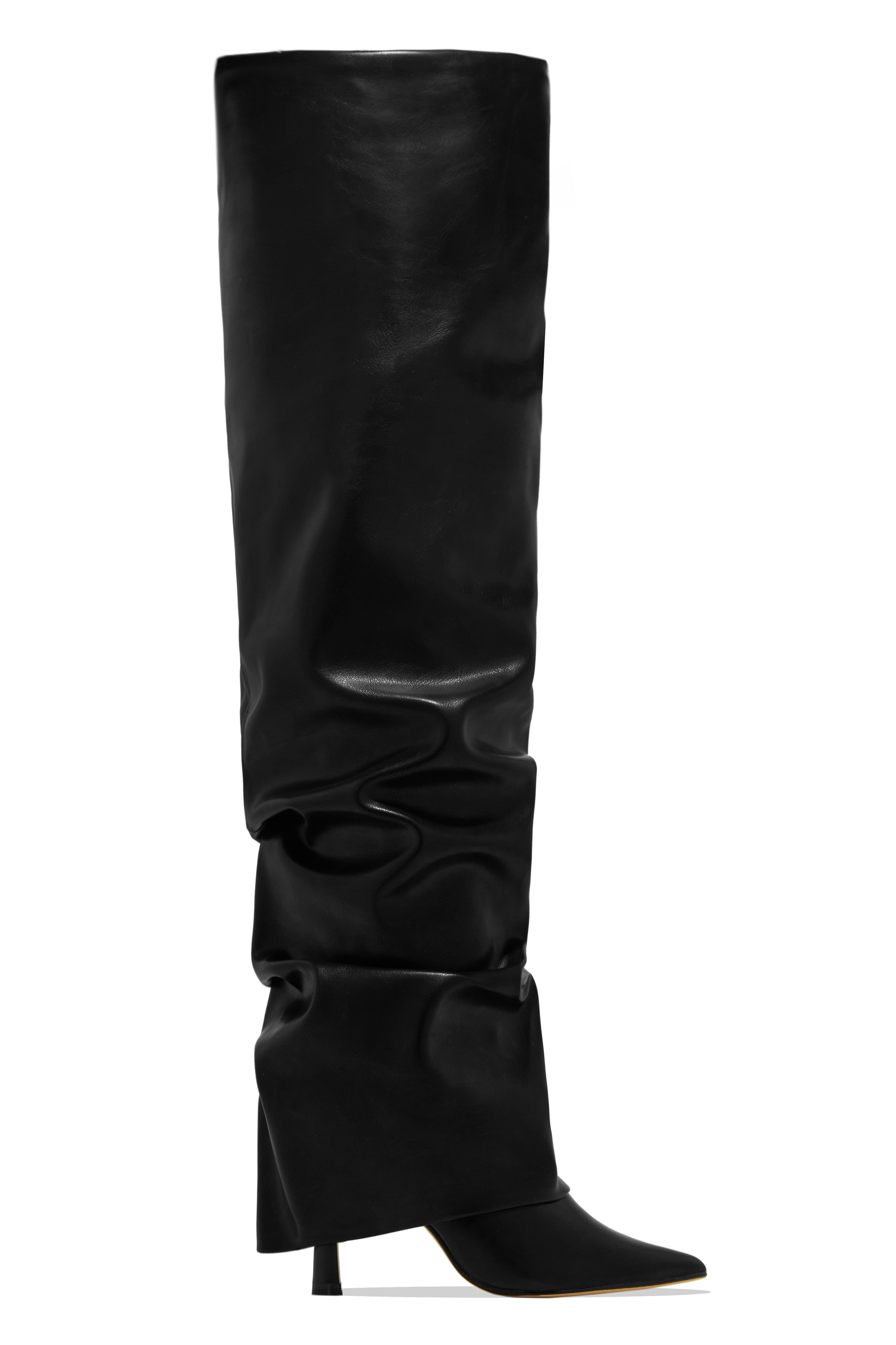Kimana Ruched Shaft Heel Boots - Black sold by Miss Lola product image thumbnail 5