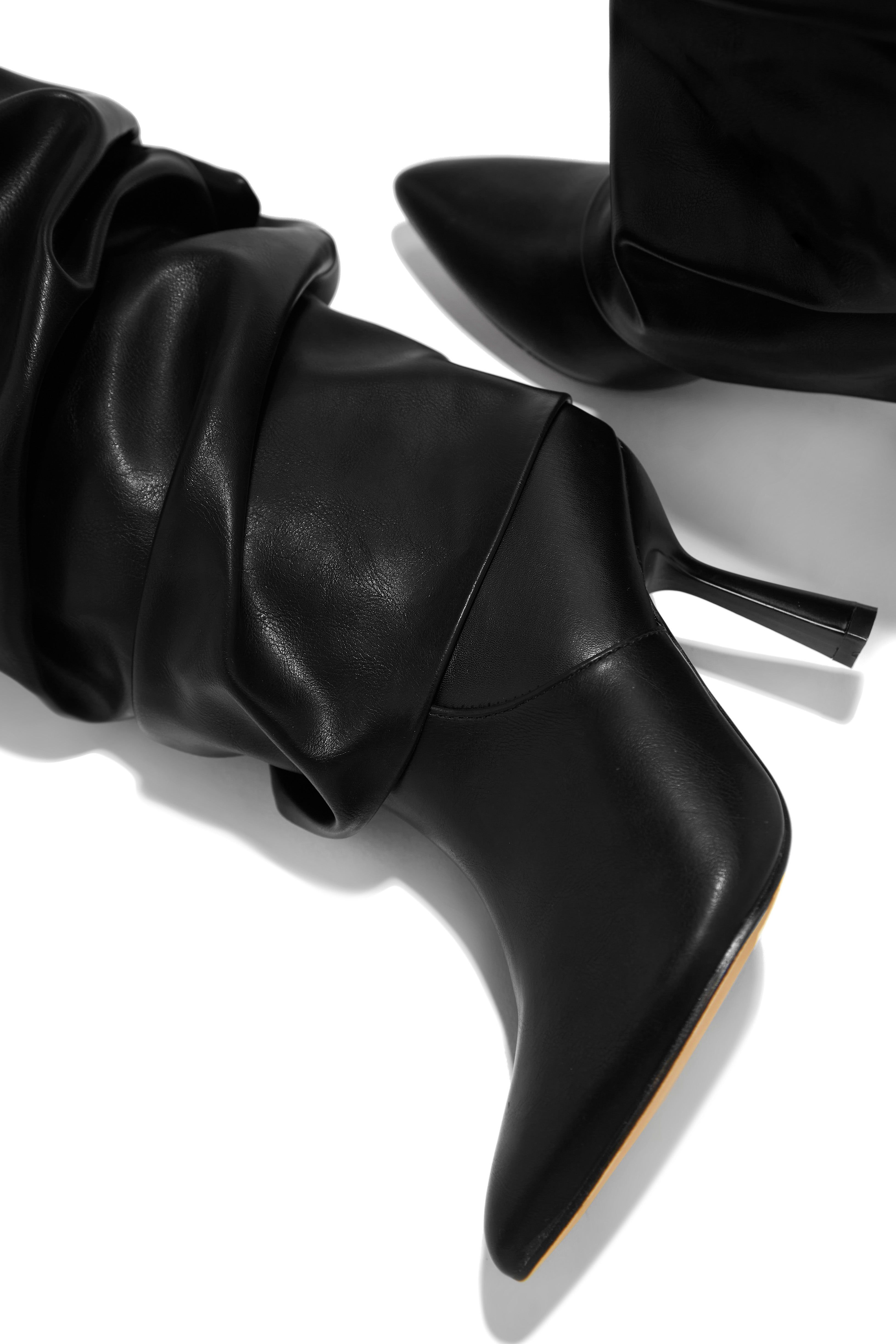 Kimana Ruched Shaft Heel Boots - Black sold by Miss Lola product image thumbnail 3