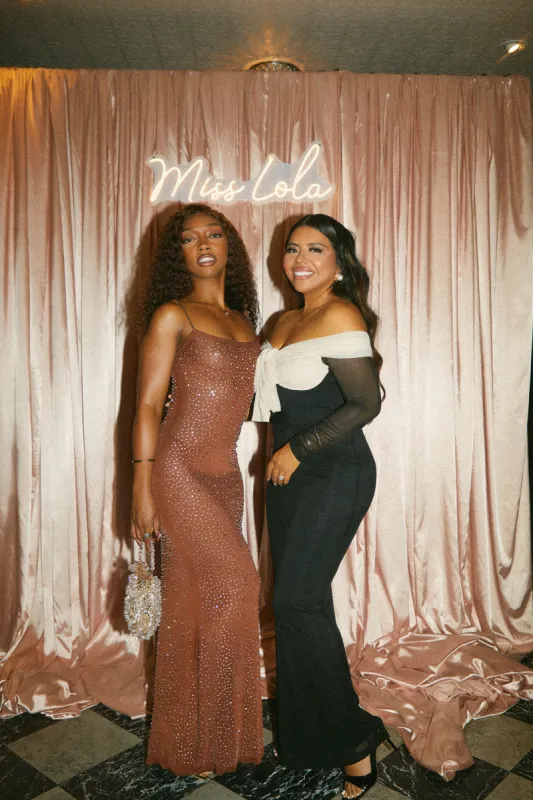 Amadi Embellished Mesh Maxi Dress - Brown sold by Miss Lola