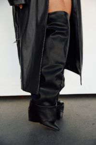 Kimana Ruched Shaft Heel Boots - Black sold by Miss Lola