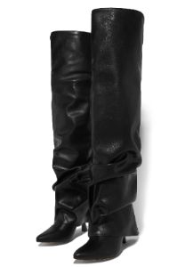 Kimana Ruched Shaft Heel Boots - Black sold by Miss Lola