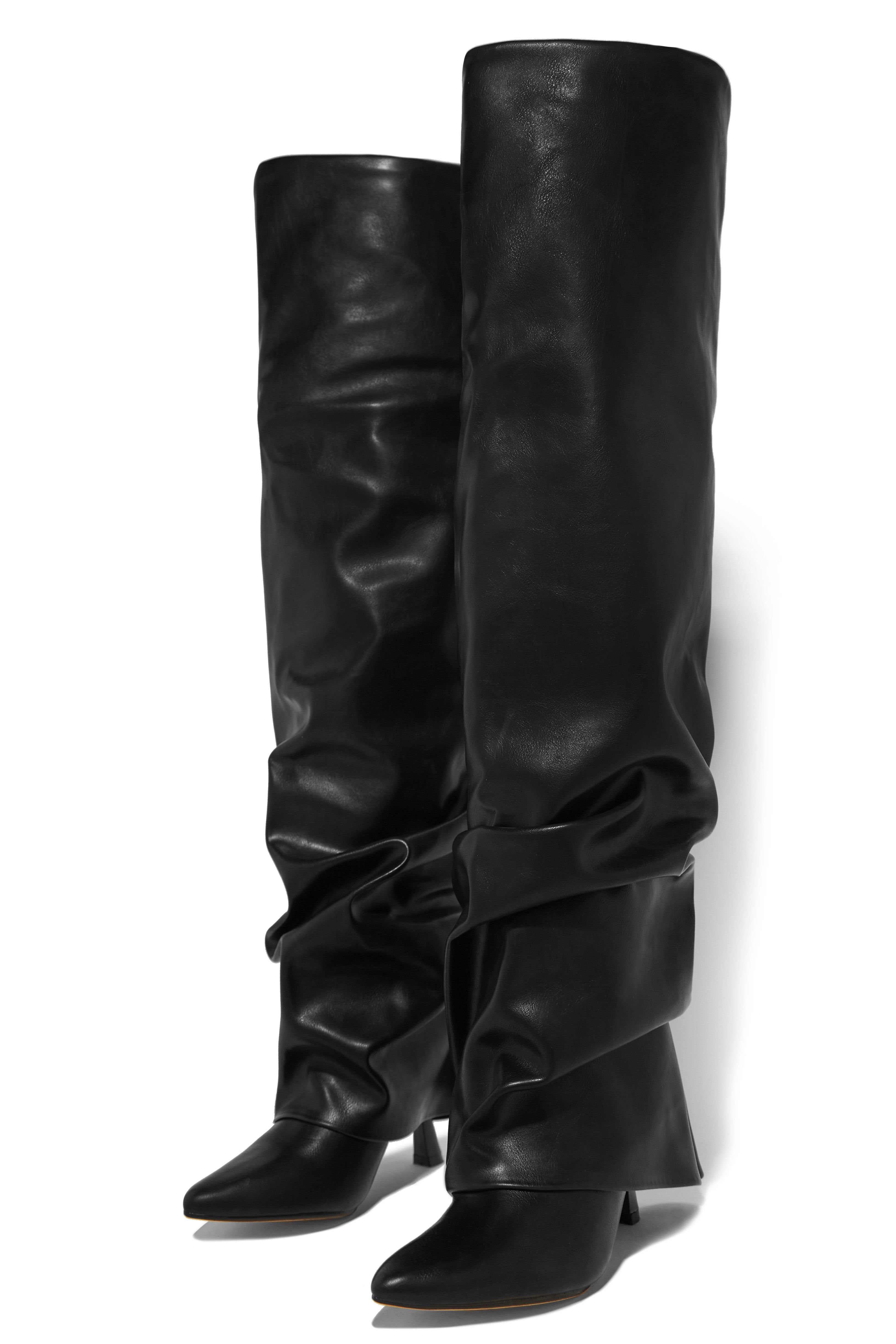 Kimana Ruched Shaft Heel Boots - Black sold by Miss Lola product image thumbnail 2