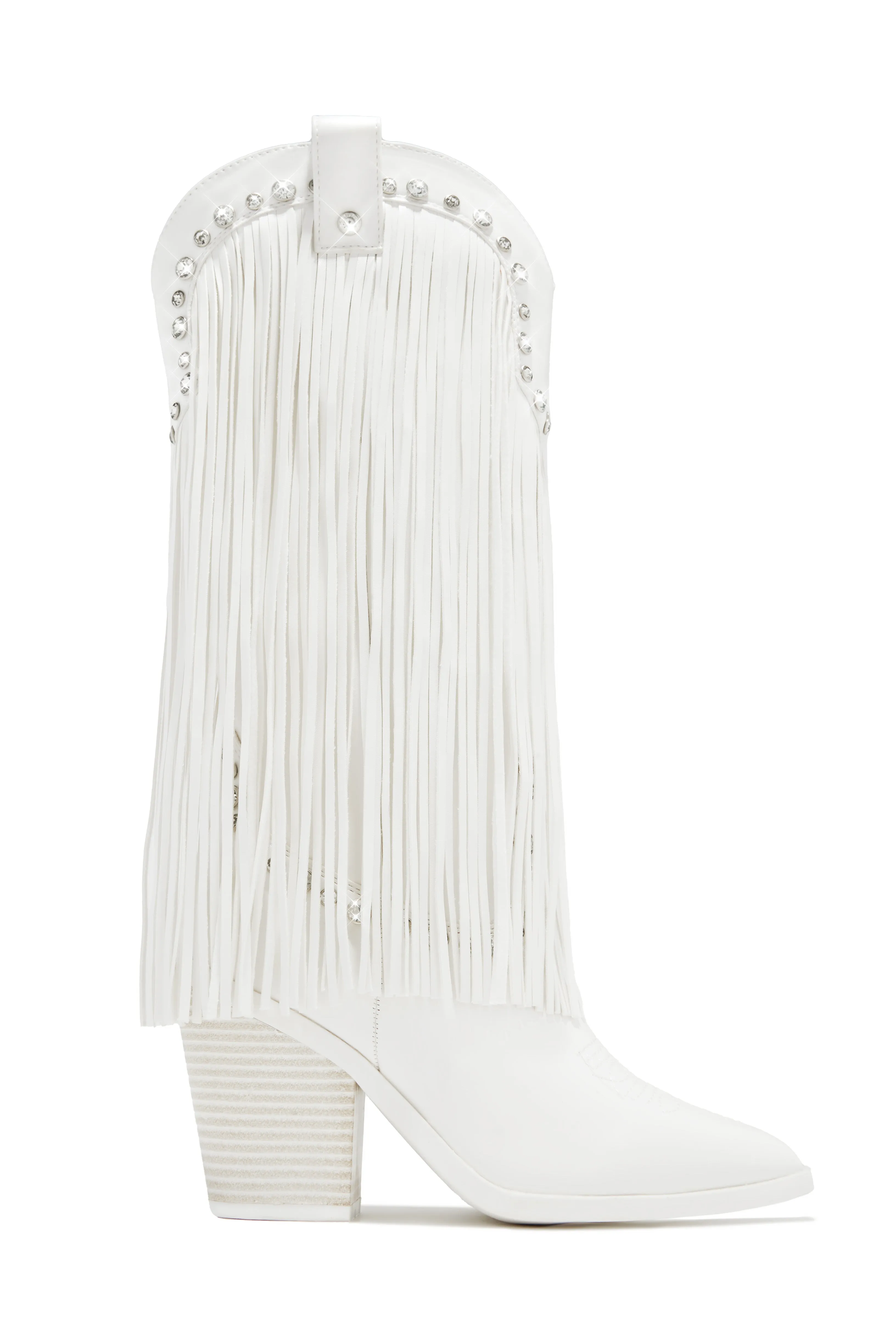 Houston Embellished Fringe Cowgirl Boots - White sold by Miss Lola product image thumbnail 3