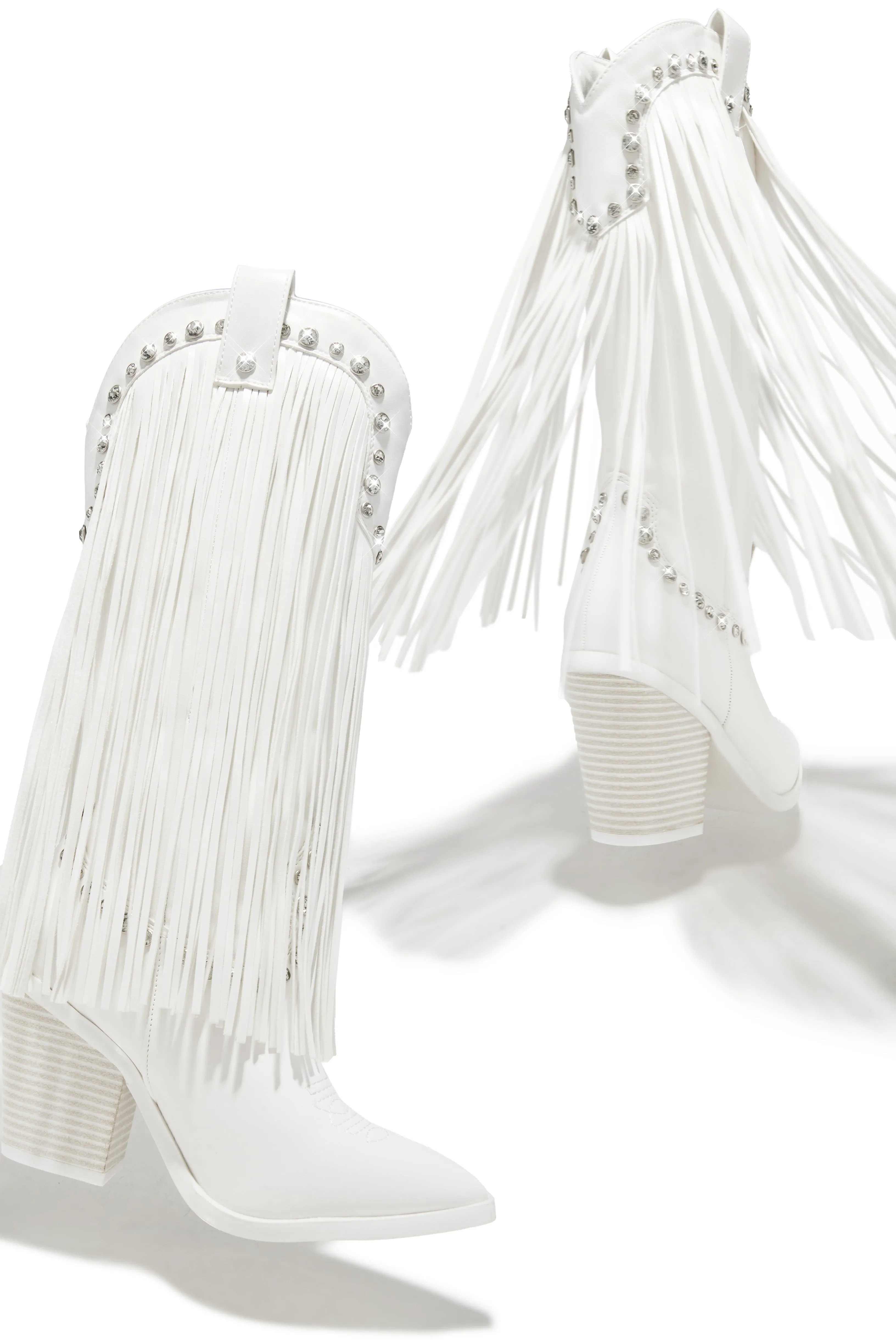 Houston Embellished Fringe Cowgirl Boots - White sold by Miss Lola product image thumbnail 4