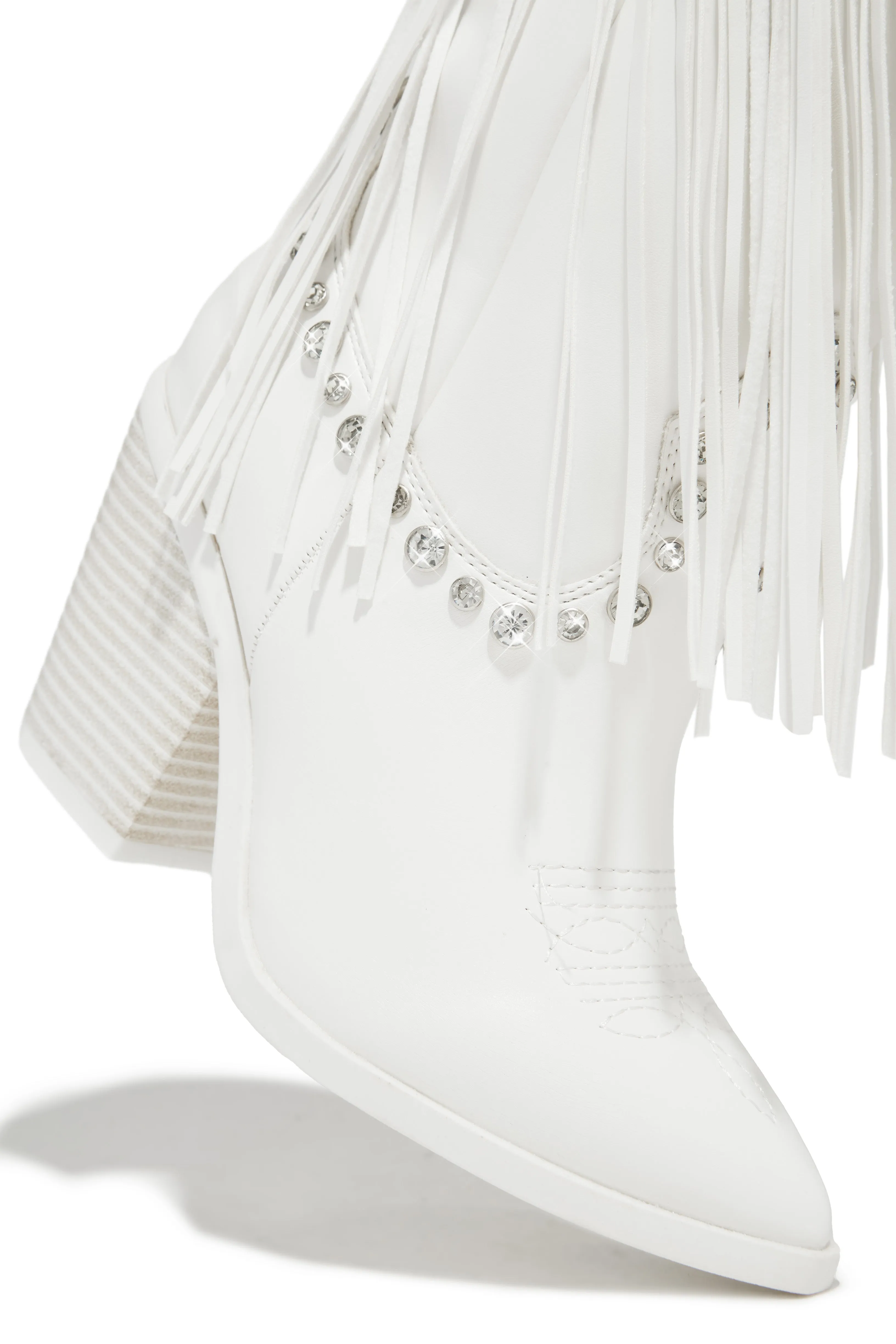 Houston Embellished Fringe Cowgirl Boots - White sold by Miss Lola product image thumbnail 5