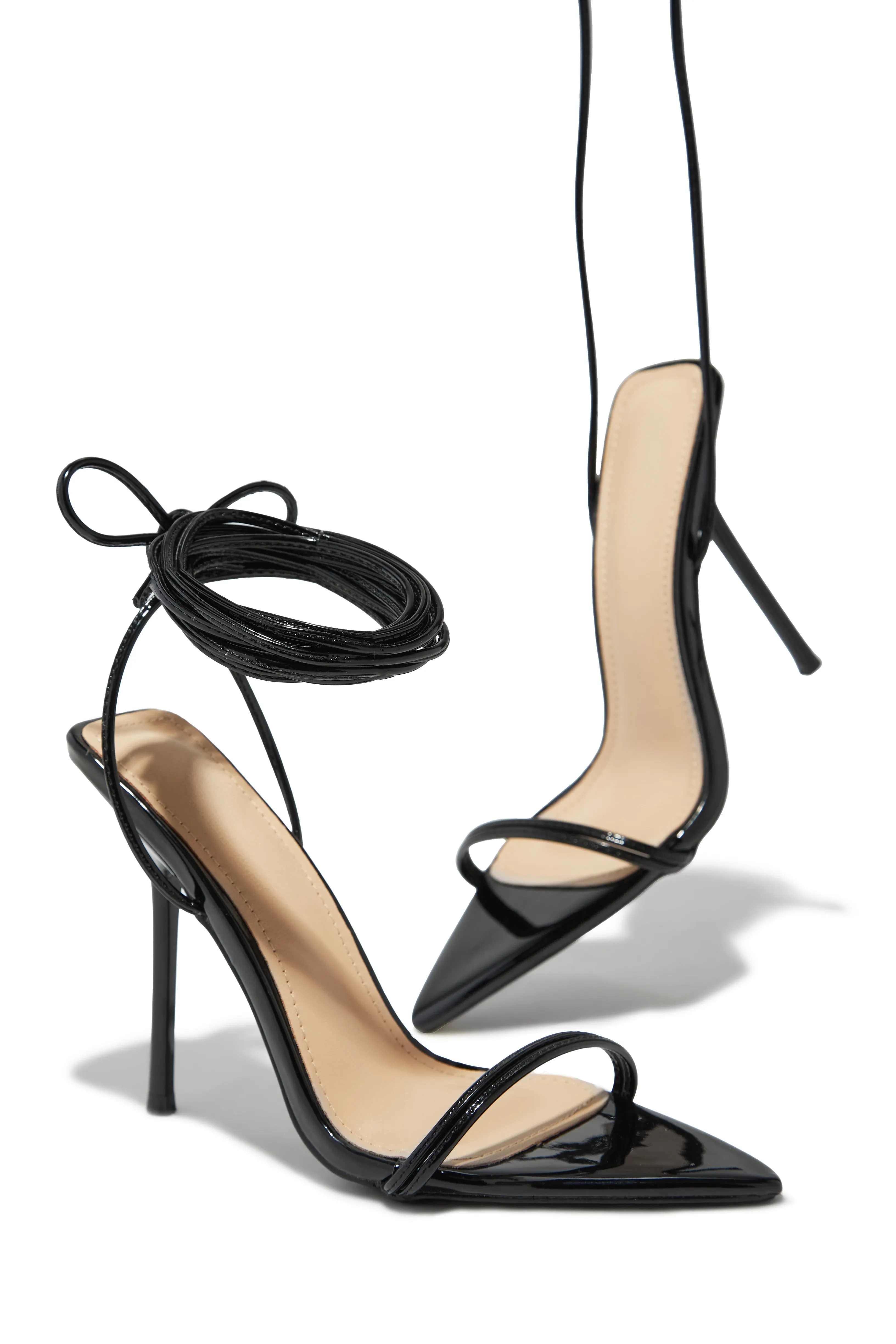 Zemira Lace Up High Heels - Black sold by Miss Lola