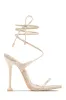 Wine & Dine Lace Up Heels - Bone sold by Miss Lola