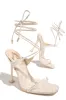 Wine & Dine Lace Up Heels - Bone sold by Miss Lola