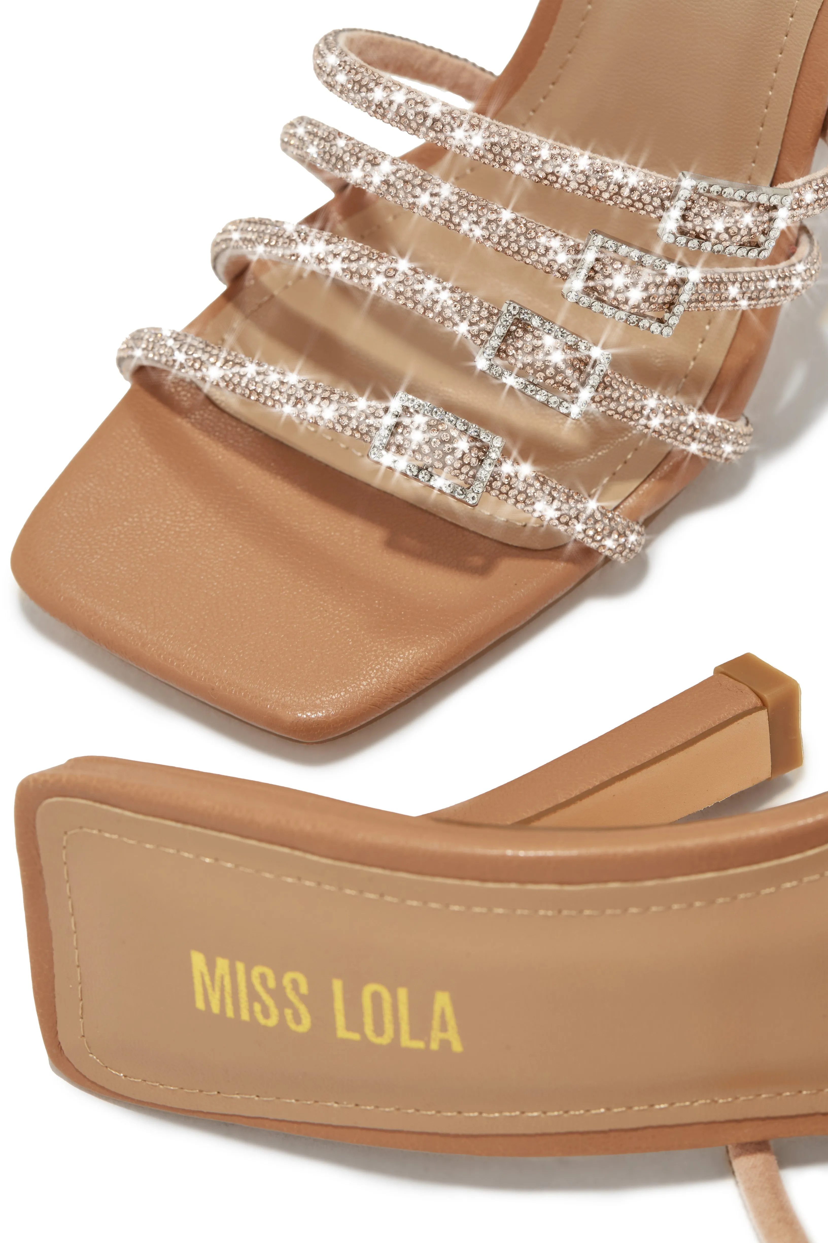 Champagne Taste Embellished High Heel Mules - Nude sold by Miss Lola product image thumbnail 3