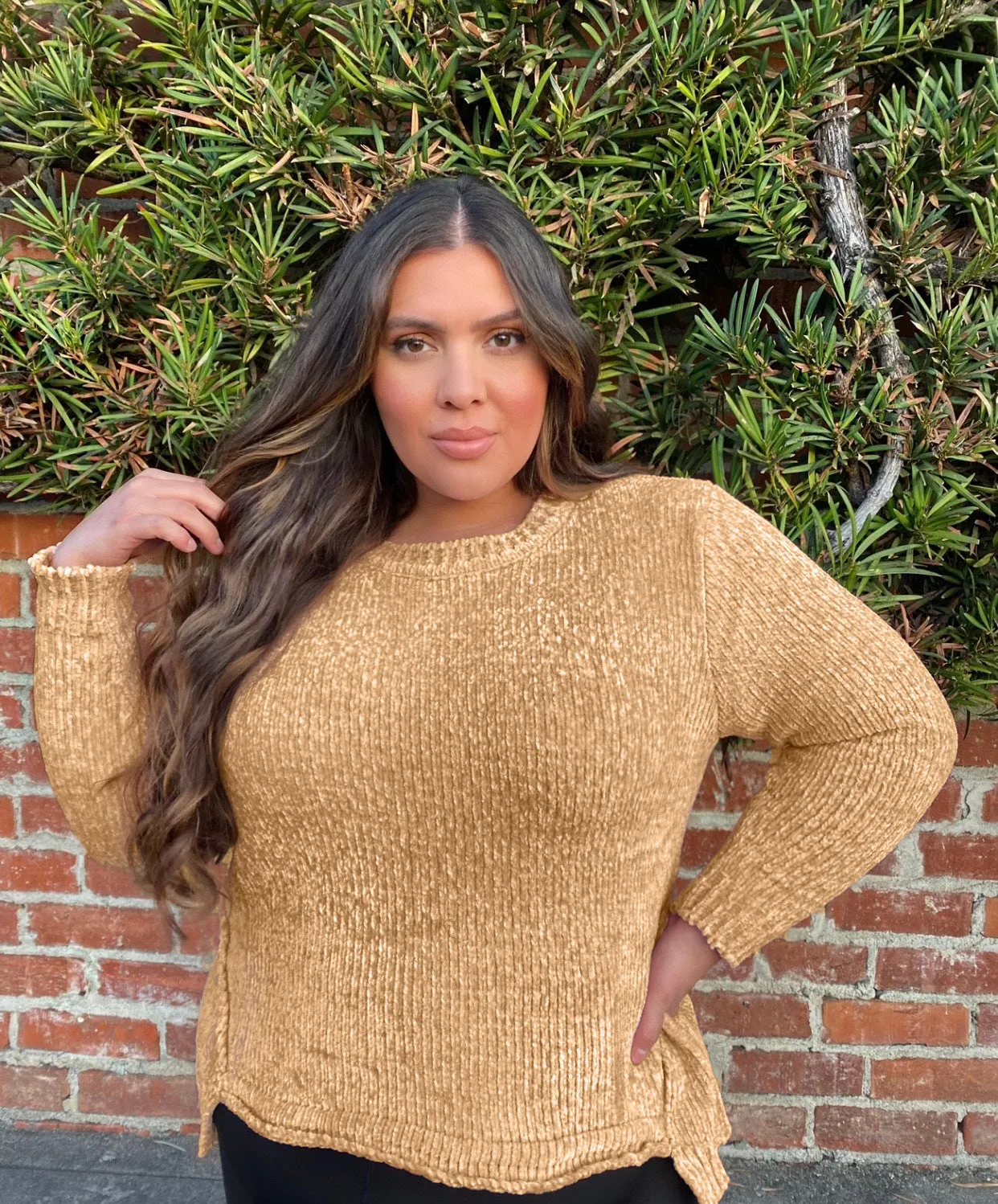 Amalia Long Sleeve Sweater - Nude sold by Miss Lola