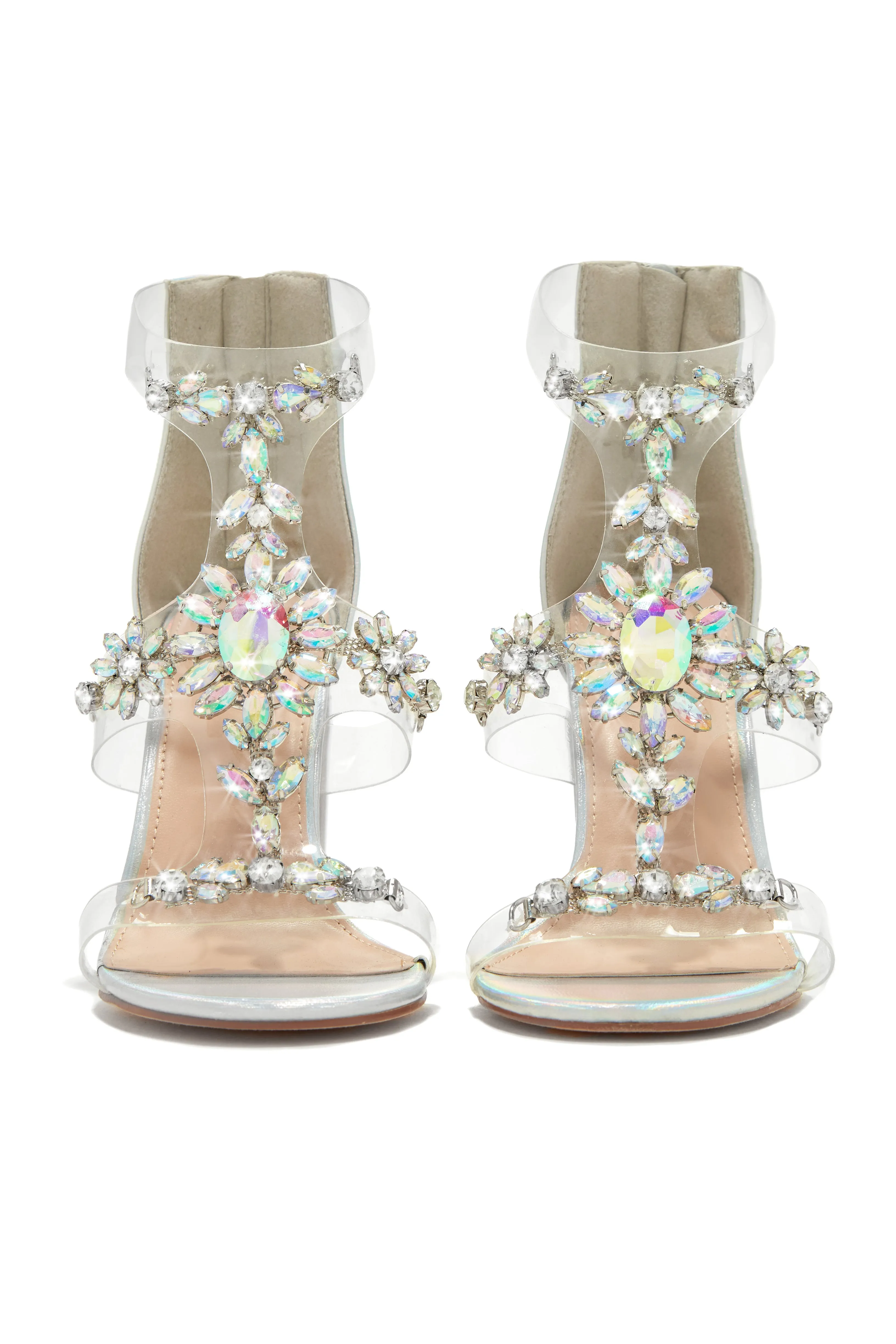 Queen Energy Embellished Clear Strap High Heels - Silver sold by Miss Lola product image thumbnail 3
