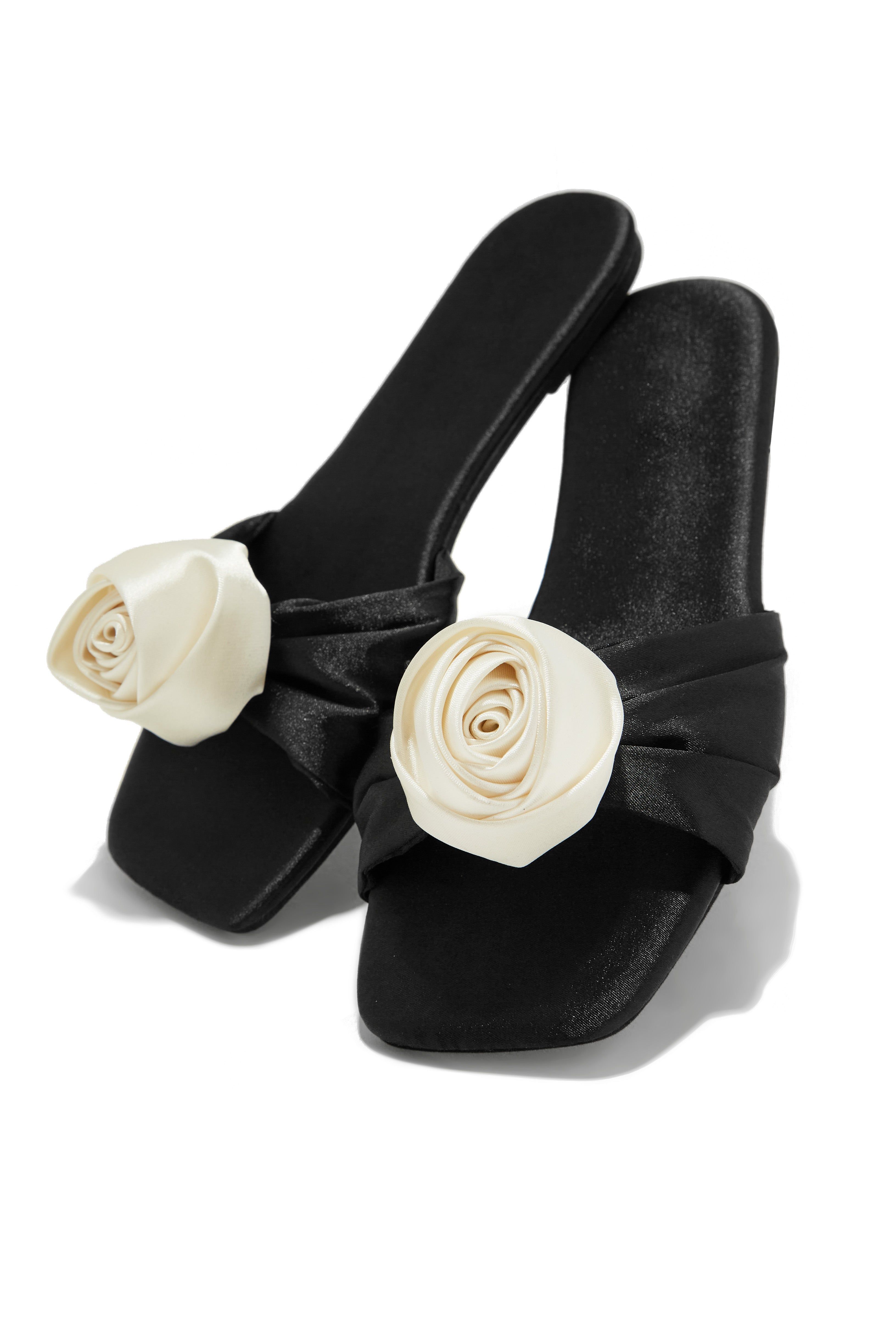 Roselin Rosette Slip On Sandals - Black sold by Miss Lola product image thumbnail 2