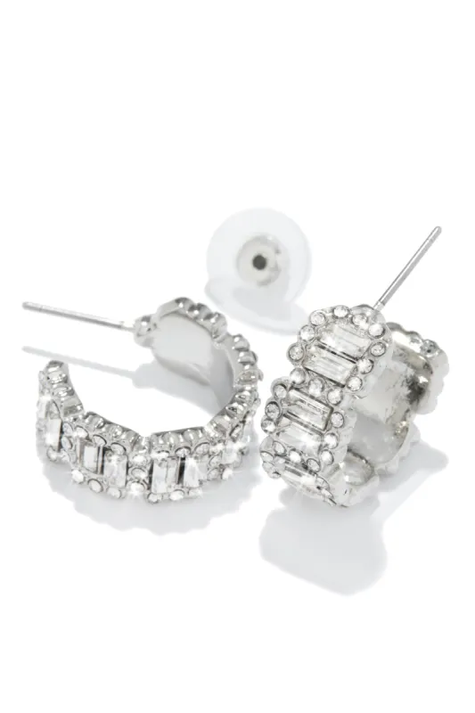 Elyssa Embellished Mini Hoop Earring - Silver sold by Miss Lola