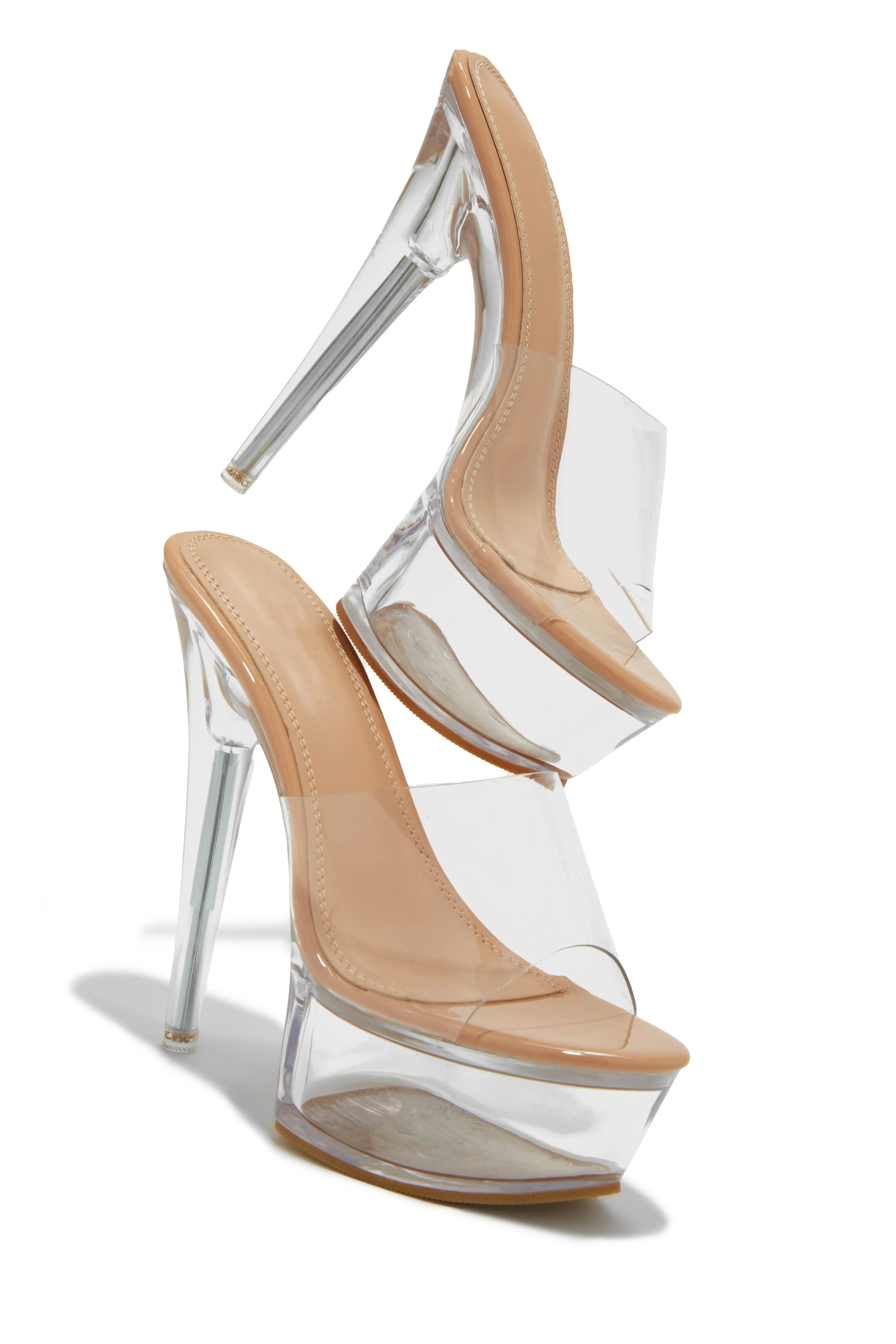 Angel Clear Platform High Heel Mules - Nude sold by Miss Lola product image thumbnail 2
