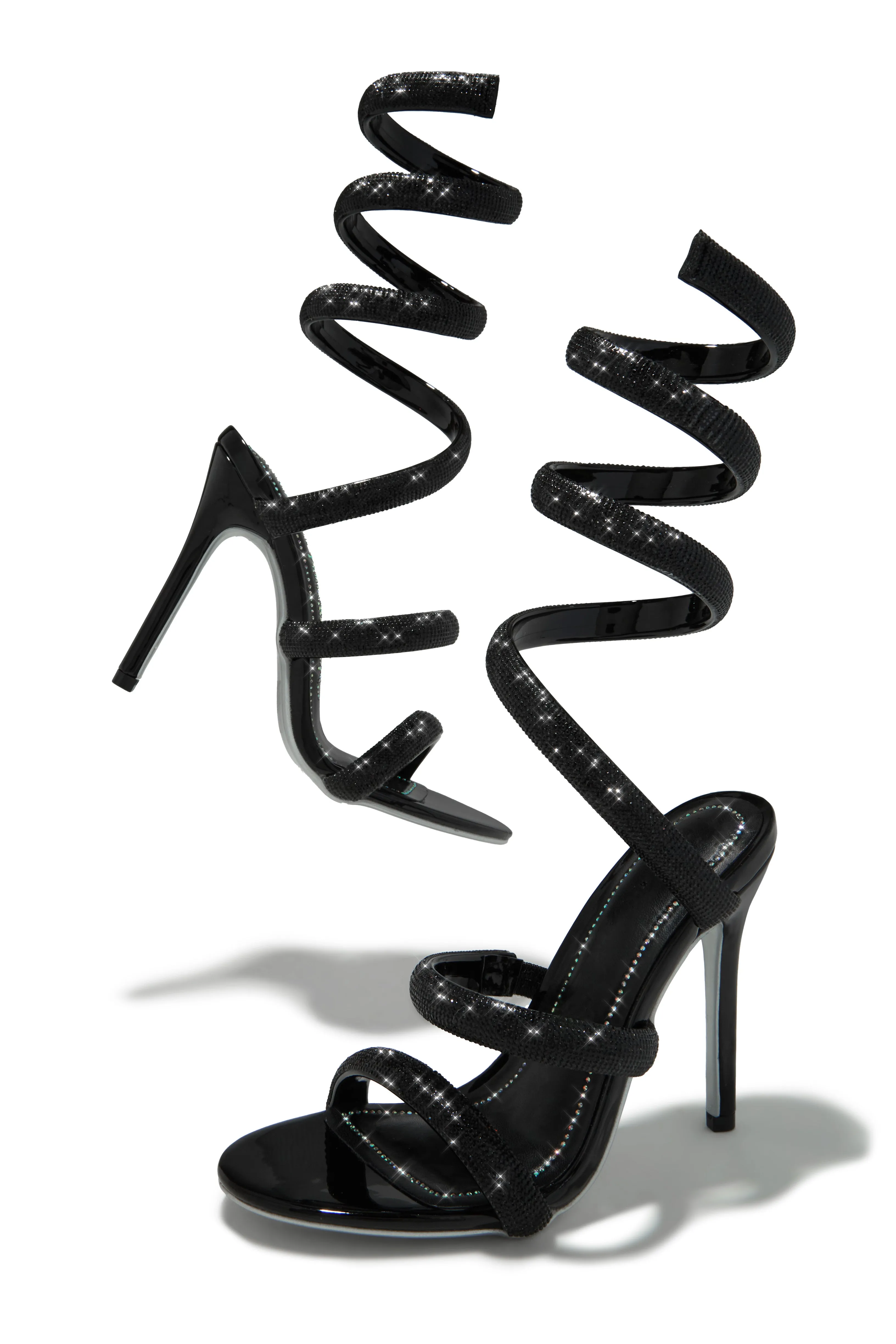 Gianna Embellished Around The Ankle Coil Heels - Black sold by Miss Lola product image thumbnail 2