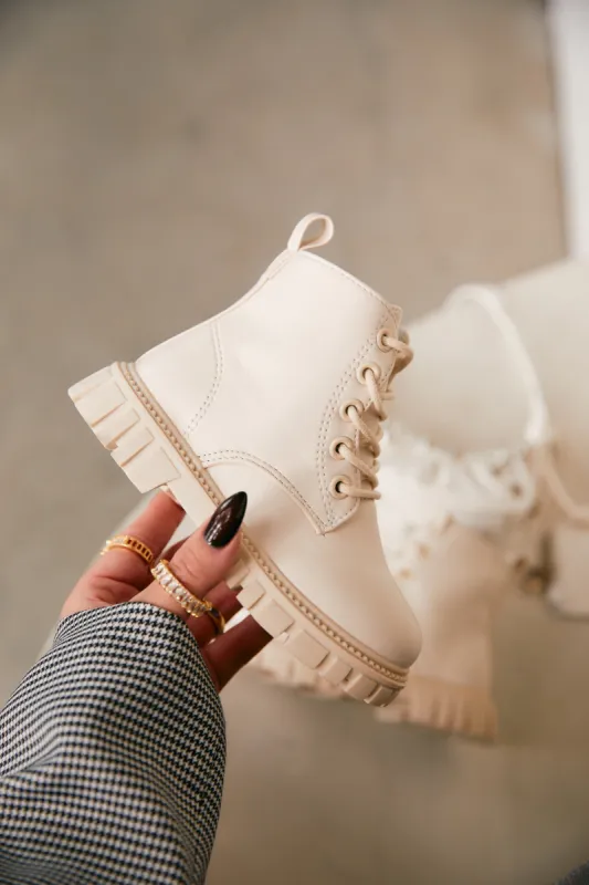 Ariella Lace Up Boots - Nude sold by Miss Lola