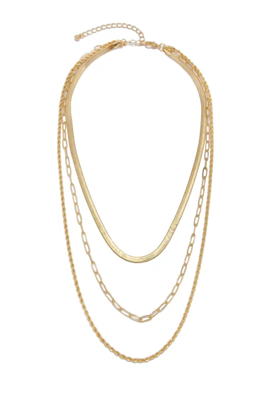 Amanya Layered Multi Chain Necklace - Gold sold by Miss Lola