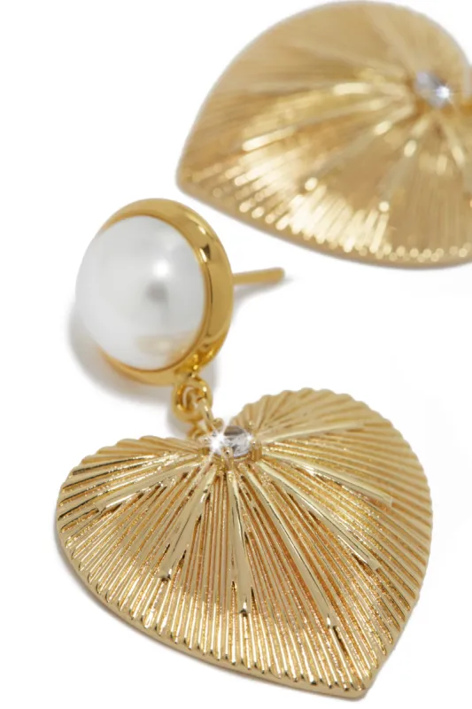 Adoria Heart Embellished Earring - Gold sold by Miss Lola